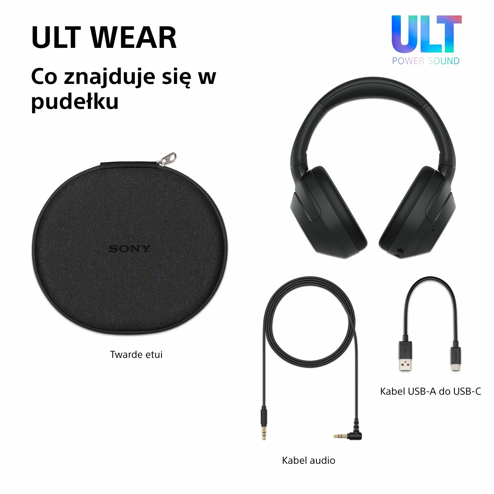 Sony ULT WEAR Bezprzewodowe Słuchawki Bluetooth z ULT POWER SOUND, Głęboki Bas, Redukcja Hałasu ANC, Rozmowy tel., Bateria do 30 godz., Kompatybilne z iOS i Android, Czarne