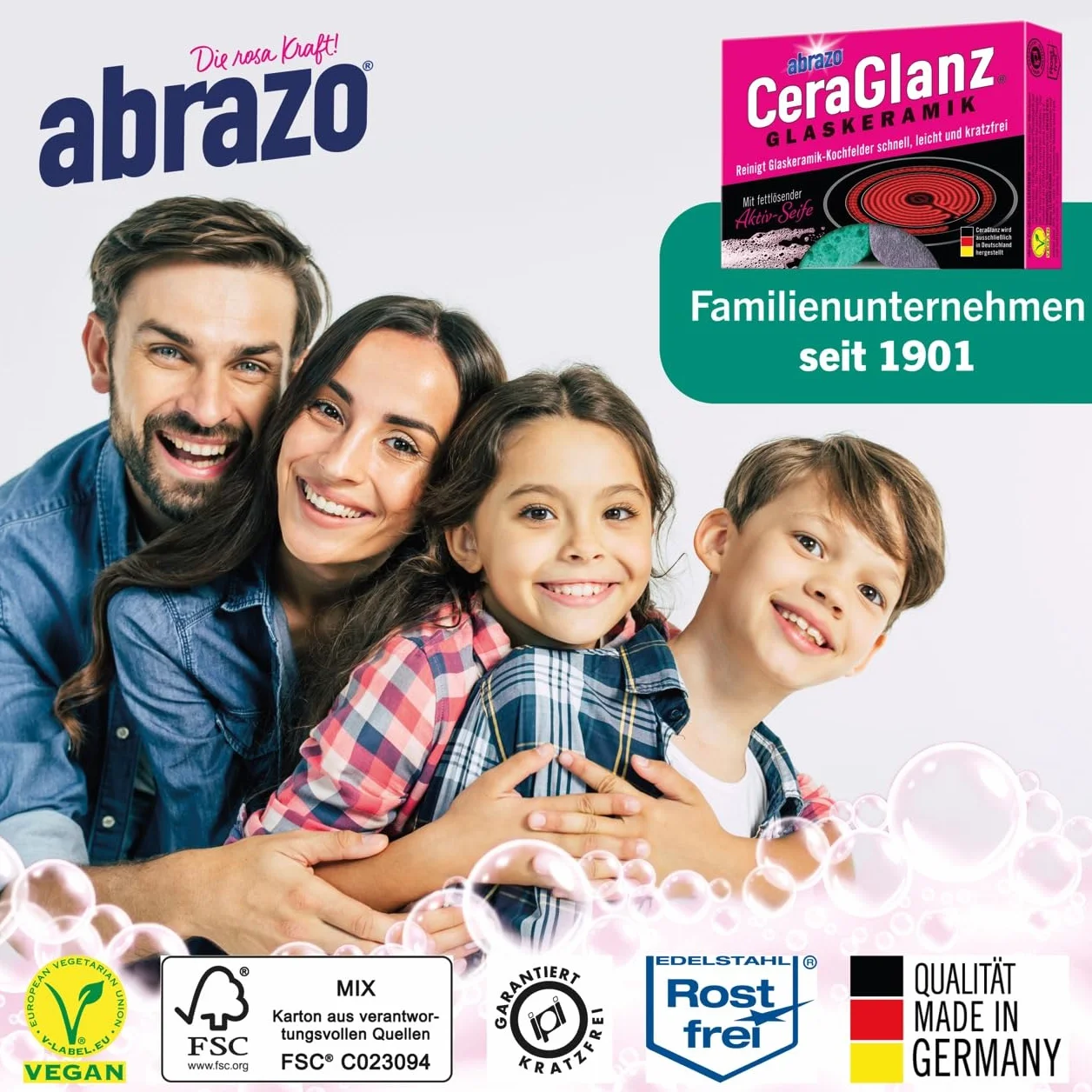 abrazo CeraGlanz środek do czyszczenia płyt ceramicznych, antybakteryjny środek do czyszczenia płyt ceramicznych, środek do czyszczenia płyt ceramicznych, bez zarysowań