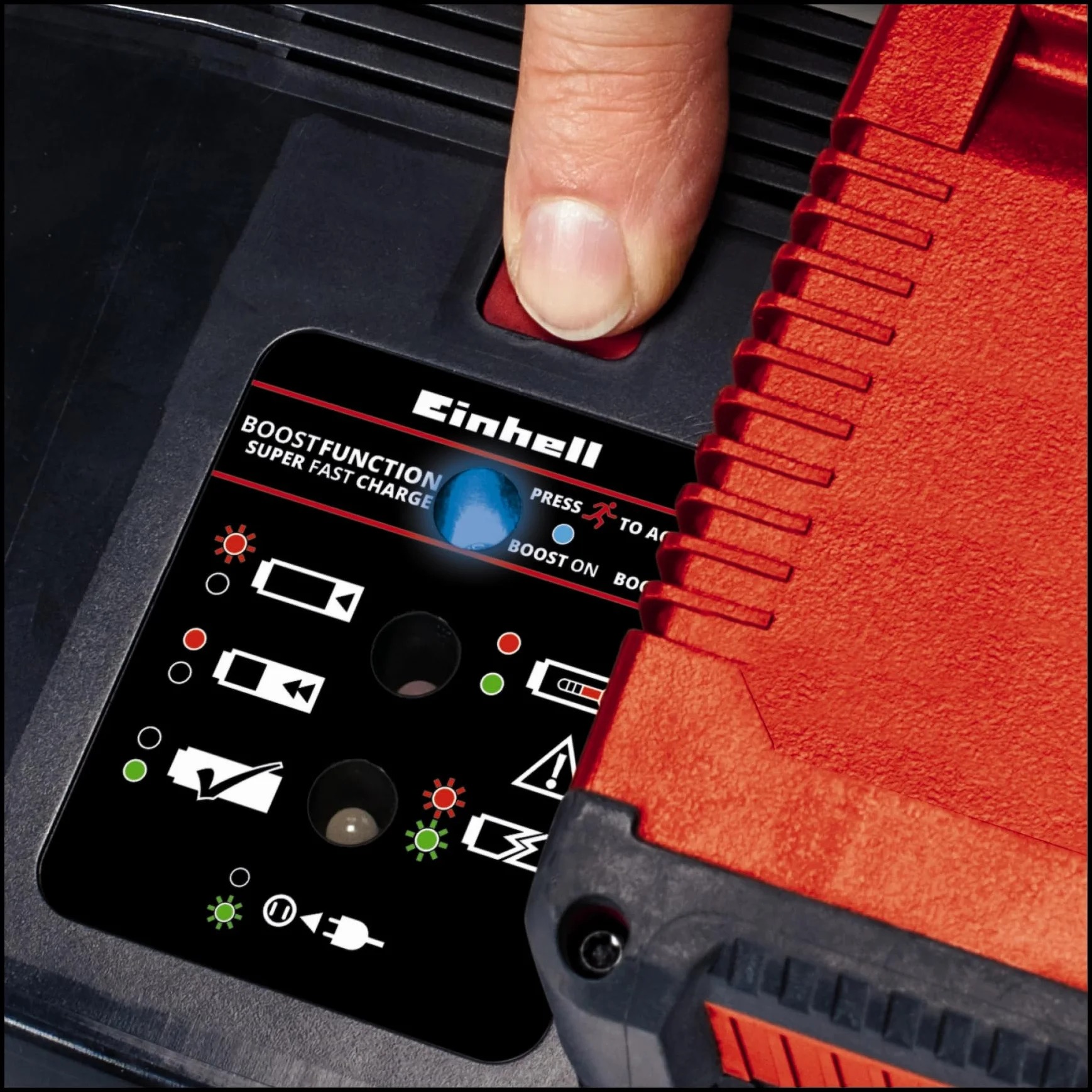 Oryginalna ładowarka Einhell Power X-Boostcharger 8A Power X-Change (litowo-jonowa, do wszystkich akumulatorów Power X-Change, tryb Boost dla szybszego ładowania, 7-poziomowy wskaźnik stanu LED)
