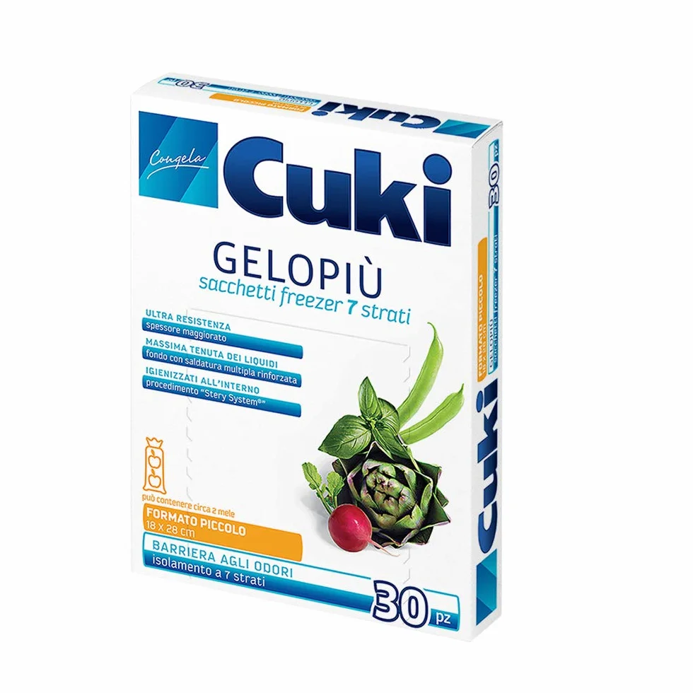 Cuki Geloplus saszetki do zamrażarki, 7 małych warstw, 18 x 28 cm, 1,5 l, 1 opakowanie po 30 sztuk