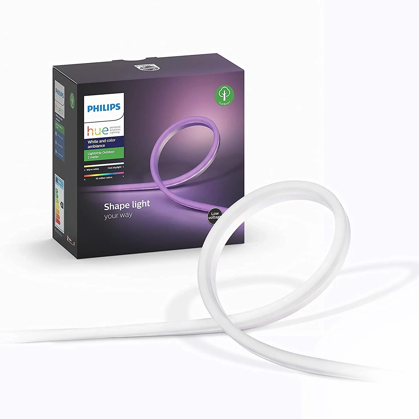 Philips Hue White and color ambiance Taśma LED 2 m – tereny zewnętrzne Taśma LED 1 × 2 m Białe i kolorowe światło Zasilacz w zestawie Inteligentne sterowanie dzięki mostkowi Hue Bridge*