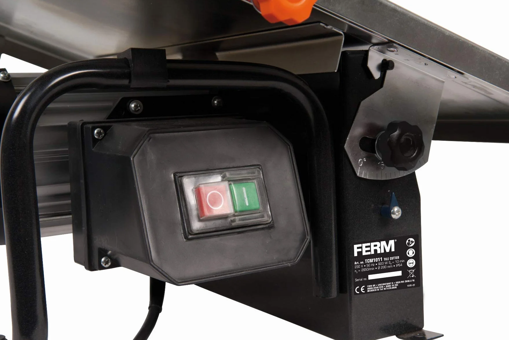 FERM Przecinarka do płytek 900 W - 2950/min - tarcza diamentowa 200 mm - brzeszczot chłodzony wodą - regulacja 0-45 stopni, czarny, niebieski, stal nierdzewna