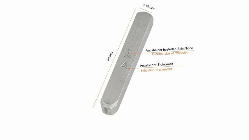 GRAVUREM -S Standardowy zestaw dziurkaczy do liter/stalowe znaczki/duże litery A-Z i / 10 mm - 3/8 cala