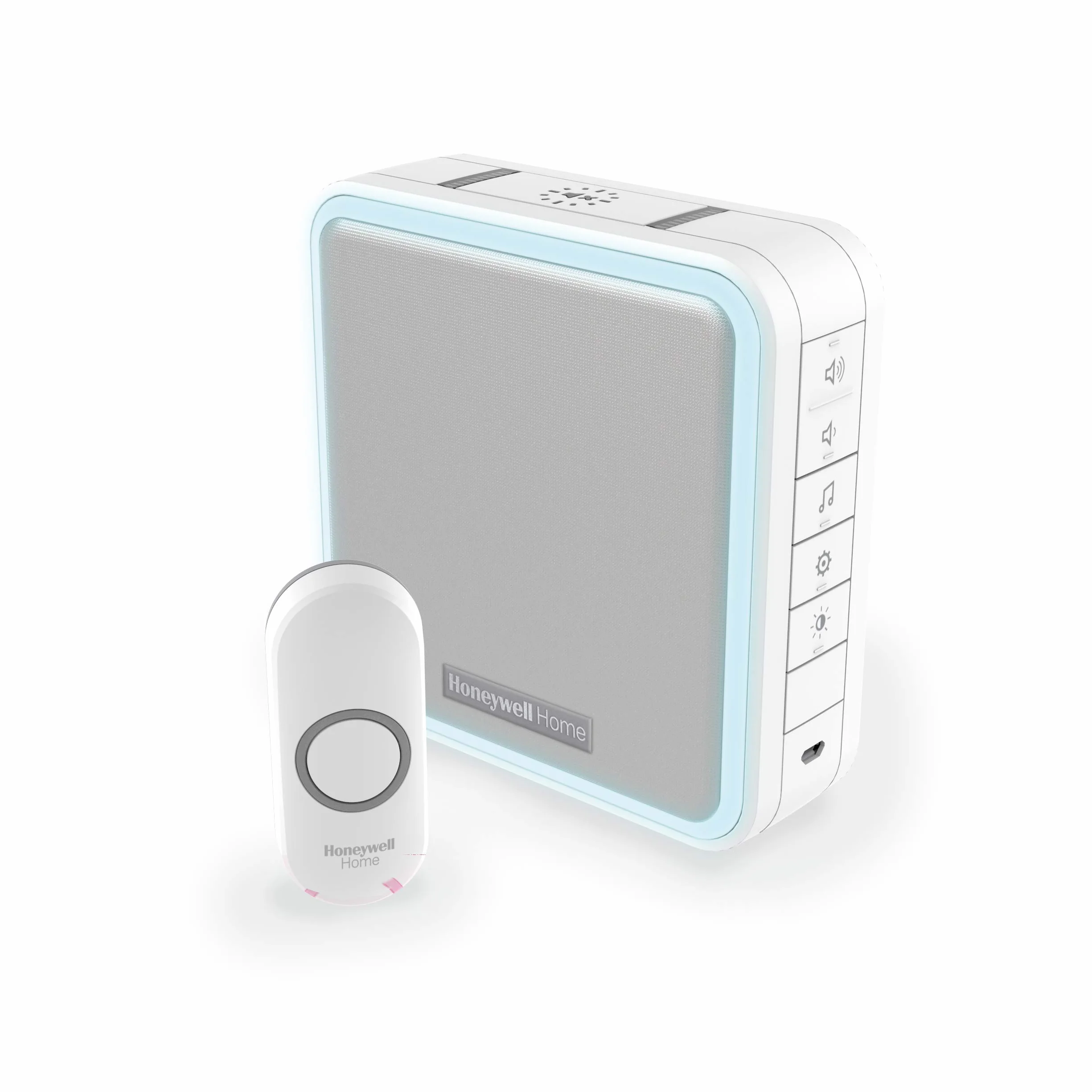 Honeywell Home DC915N Series 9 przenośny, bezprzewodowy dzwonek LED z przyciskiem (biały)