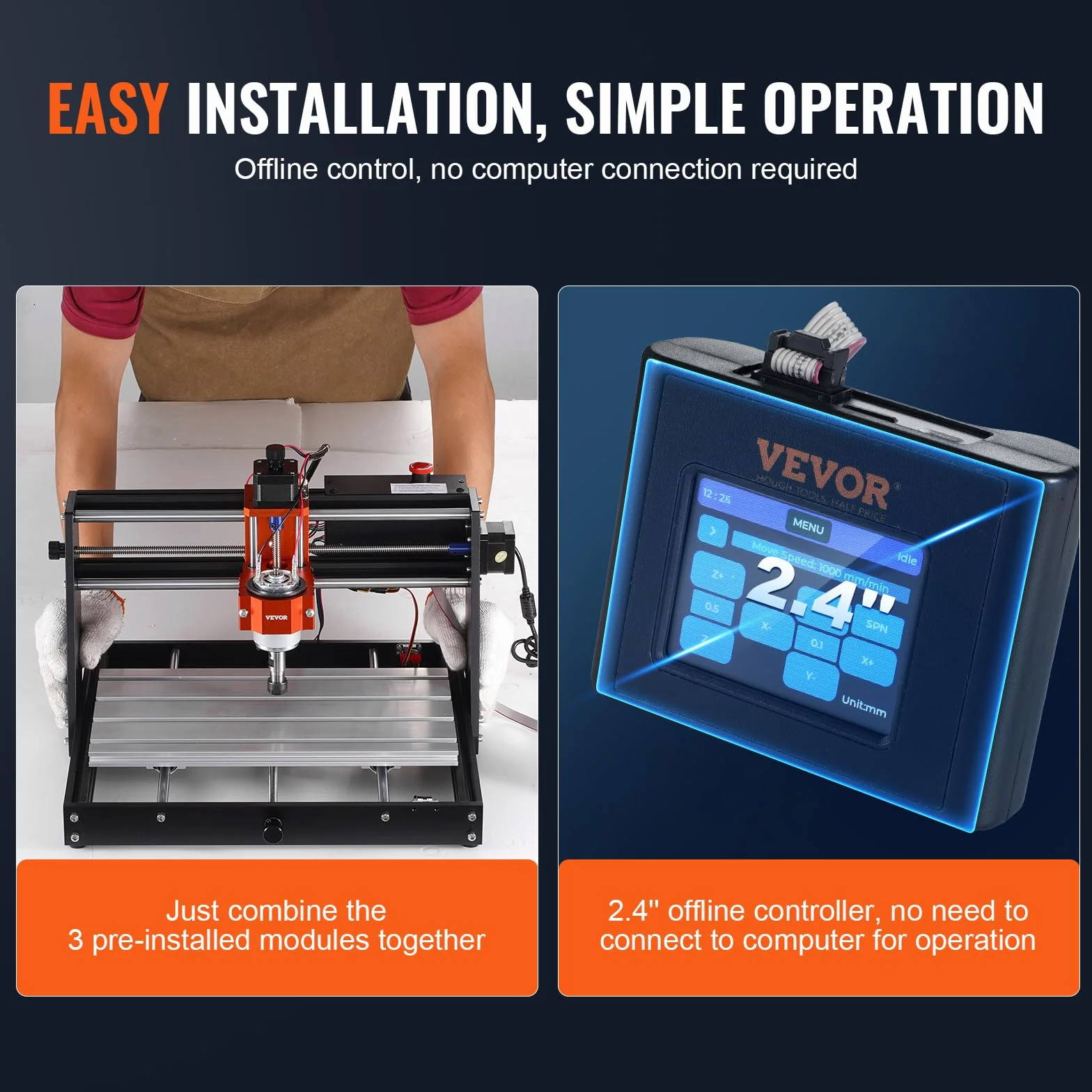 VEVOR Maszyna do grawerowania CNC 120 W, zestaw frezarki do rzeźbienia i grawerowania drewna z 3-osiową kontrolą GRBL, obszar roboczy 300 x 200 x 72 mm do drewna, akrylu, MDF, PVC, pianki z tworzywa