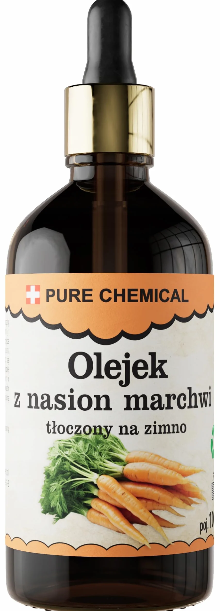 PURE CHEMICAL - Olejek Z Nasion Marchwi - Nierafinowany - Olej Tłoczony Na Zimno - 100% Czysty - Naturalny Bronzer - Nawilża - Odmładza skórę - Naprawa włosów 100Ml