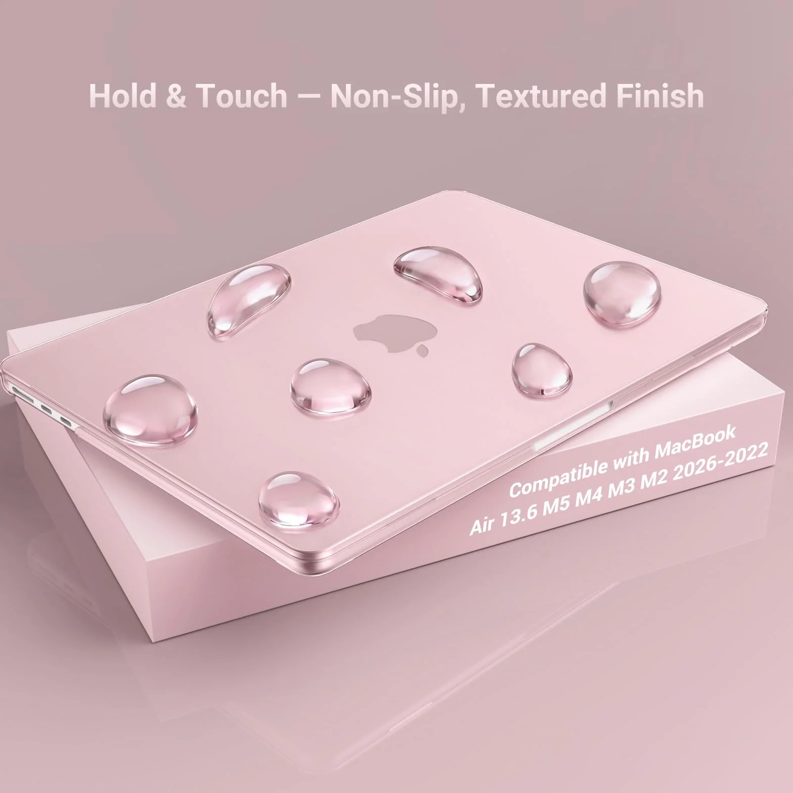 MOSISO Etui kompatybilne z MacBook Air 33.0 cm M4 M3 M2 2025 2024 2023 2022 A3240 A3113 A2681 Touch ID, twarda obudowa do MacBooka Air 34.5 cm etui z osłoną klawiatury, różowy (Baby Pink)