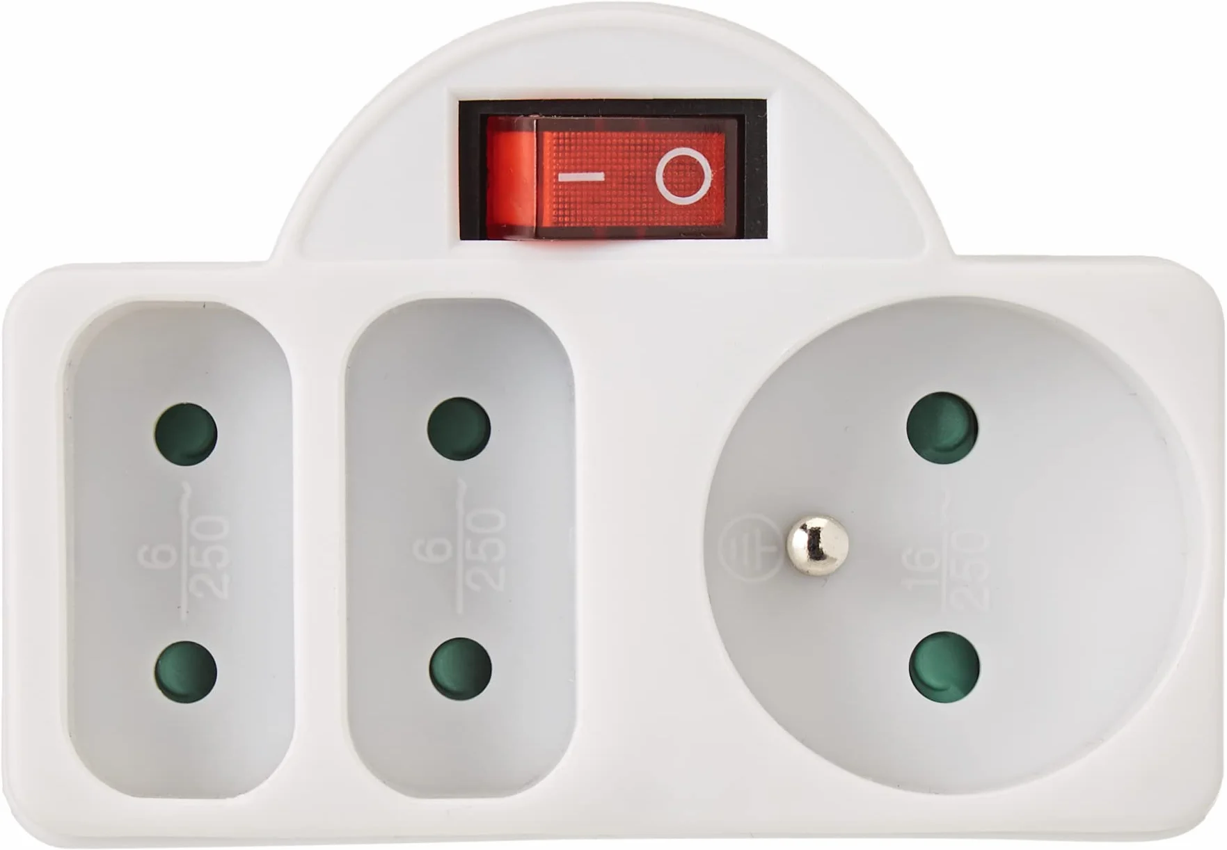 Electraline Adapter listwa zasilająca potrójna z przełącznikiem 3 gniazda 16 A 6 A biała