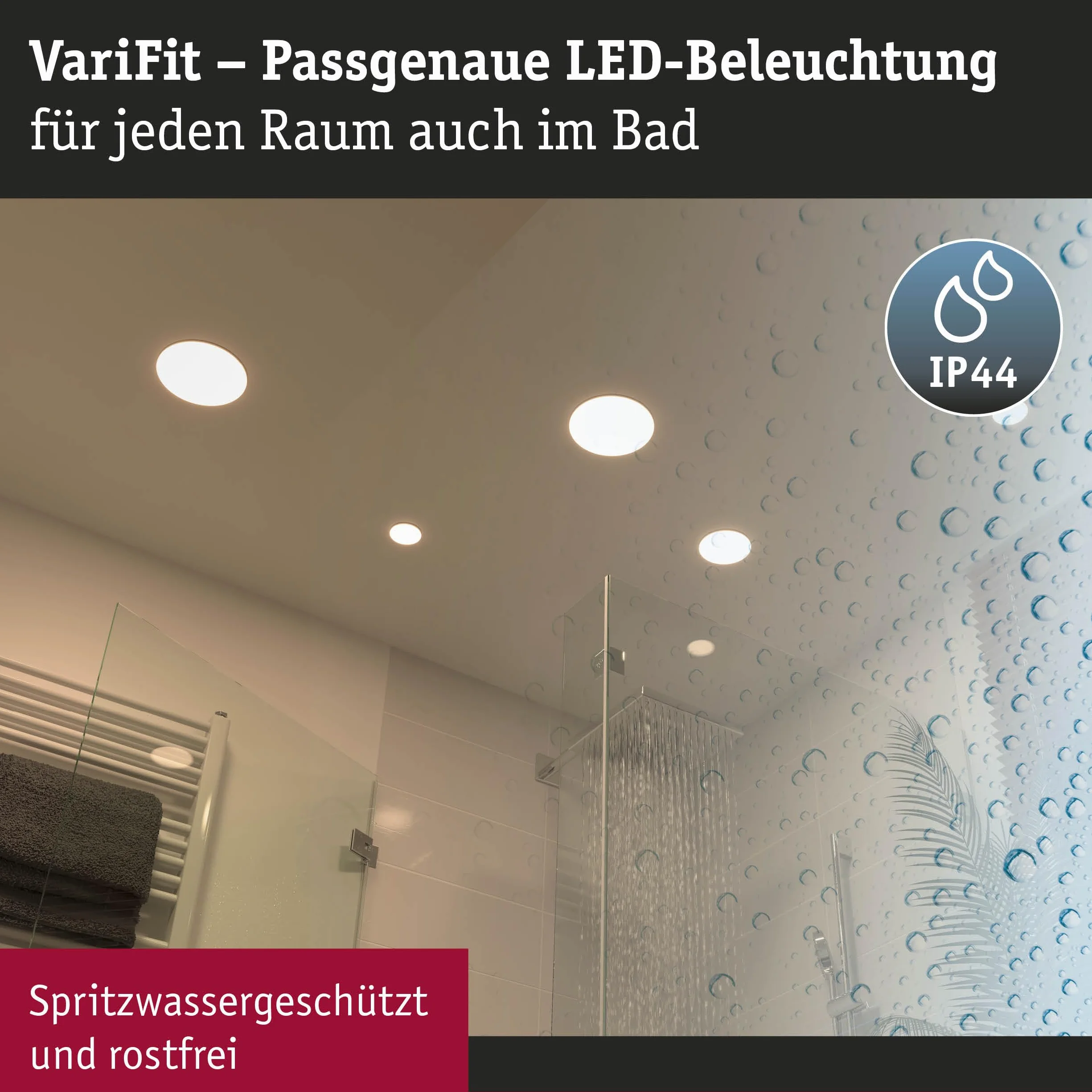 Paulmann 92391 Panel LED, oprawa wpuszczana Veluna VariFit, IP44 125mm okrągła, w kompl. oprawa sufitowa 1x8,5 W satynowa tworzywo sztuczne 4000 K