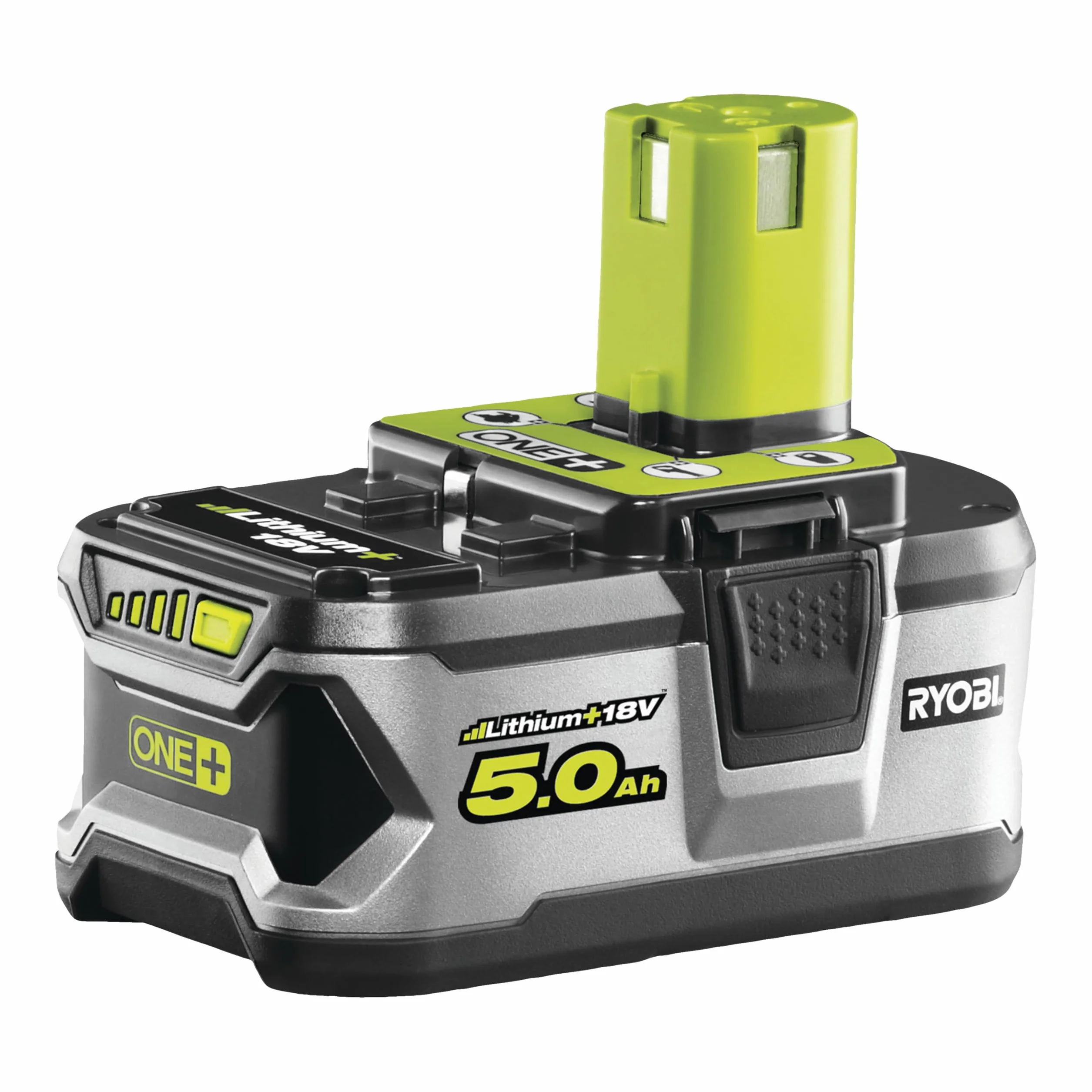 Ryobi Akumulator litowo-jonowy 5,0 Ah RB18L50 (18 V akumulator narzędziowy, zabezpieczenie przed przeciążeniem, wskaźnik poziomu naładowania akumulatora, akumulator zastępczy) 5133002433