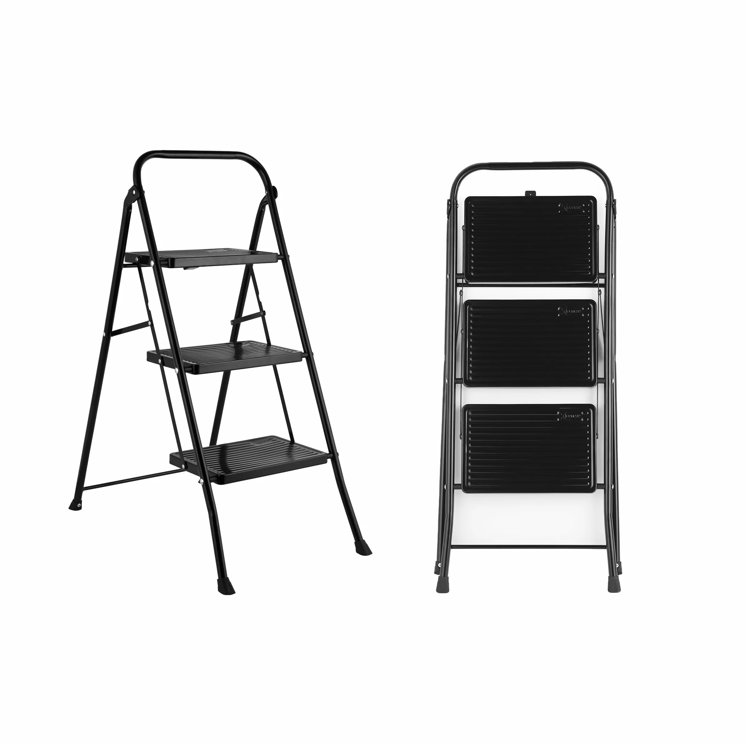 Kleeneze KL068514BLKFEU7 3-stopniowa drabinka Easy Reach, lekka i ergonomiczna, stalowa konstrukcja, zacisk bezpieczenstwa, antyposlizgowe nózki, skladana, do uzytku wewnatrz i na zewnatrz, czarna