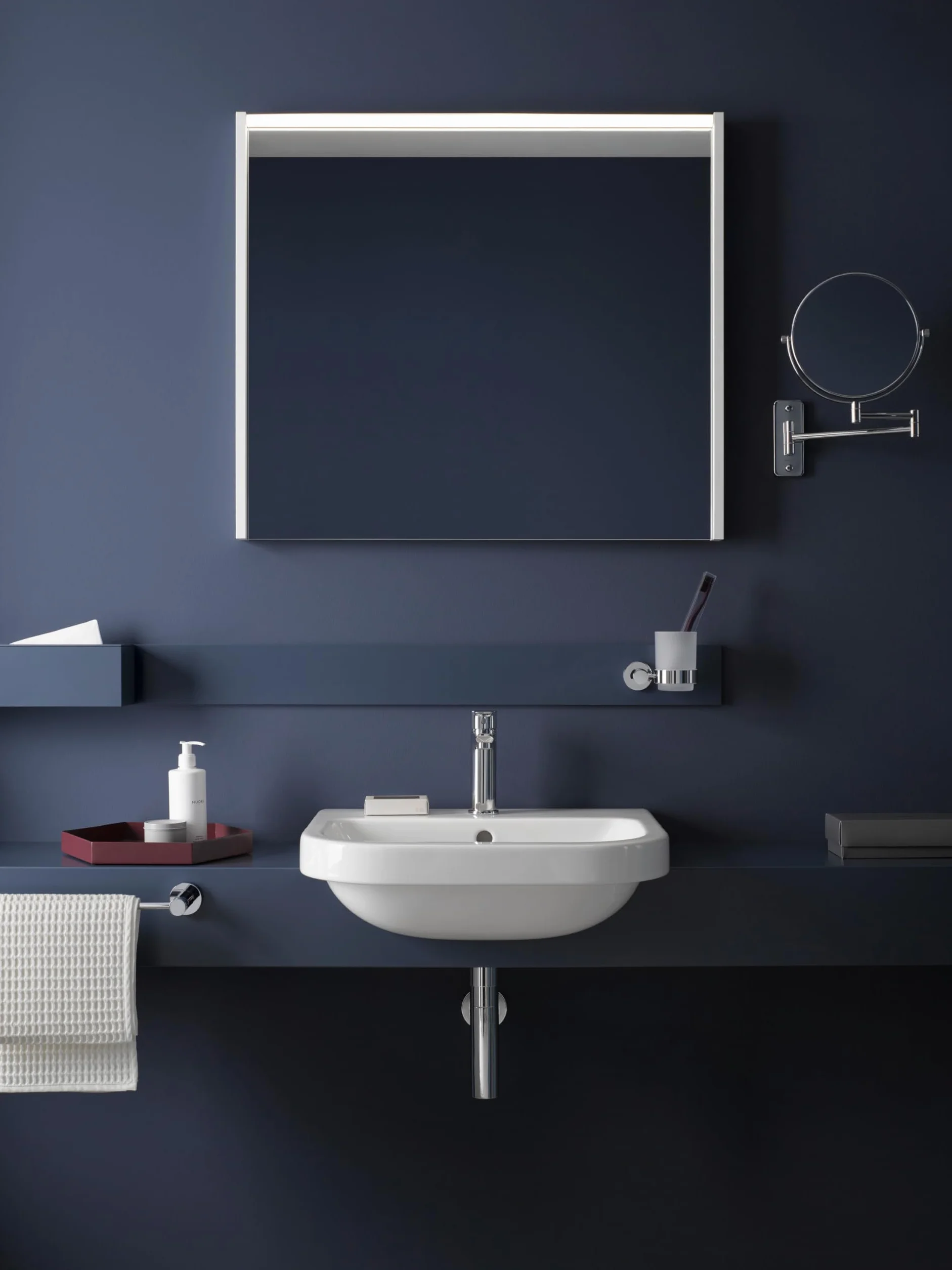Duravit Bateria umywalkowa D-Code, rozmiar M (wysokość wylewki 167 mm), energooszczędna bateria umywalkowa (FreshStart), oszczędzający wodę kran łazienkowy (MinusFlow), z zestawem odpływowym z
