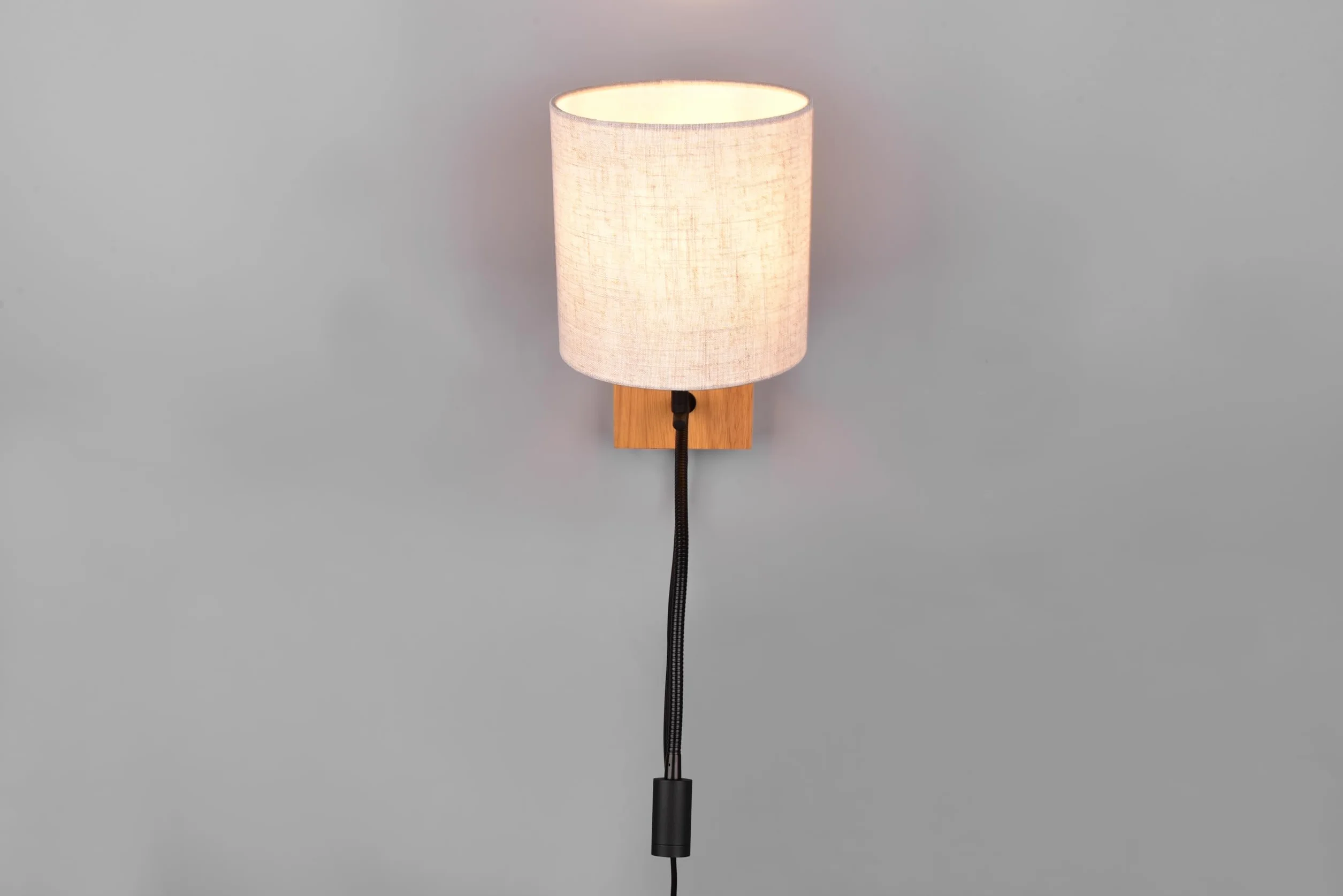 Trio Leuchten Kinkiet NILAM naturalne drewno abażur E27 LED 3,1 W Flex Connect