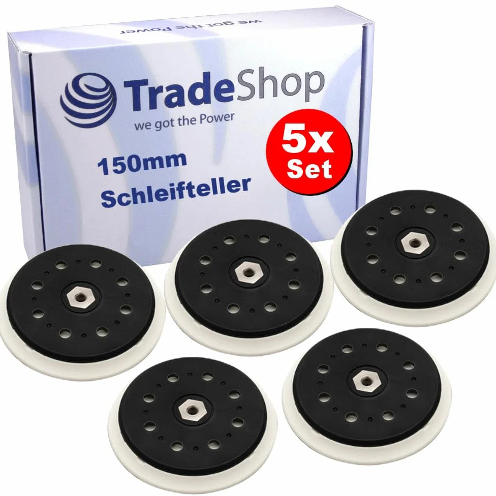Trade-Shop talerz szlifierski na rzep, talerz podporowy, średnica 150 mm, 15 otworów, kompatybilny z szlifierką obrotową Makita BO6050, zamiennik do Makita 197315-5