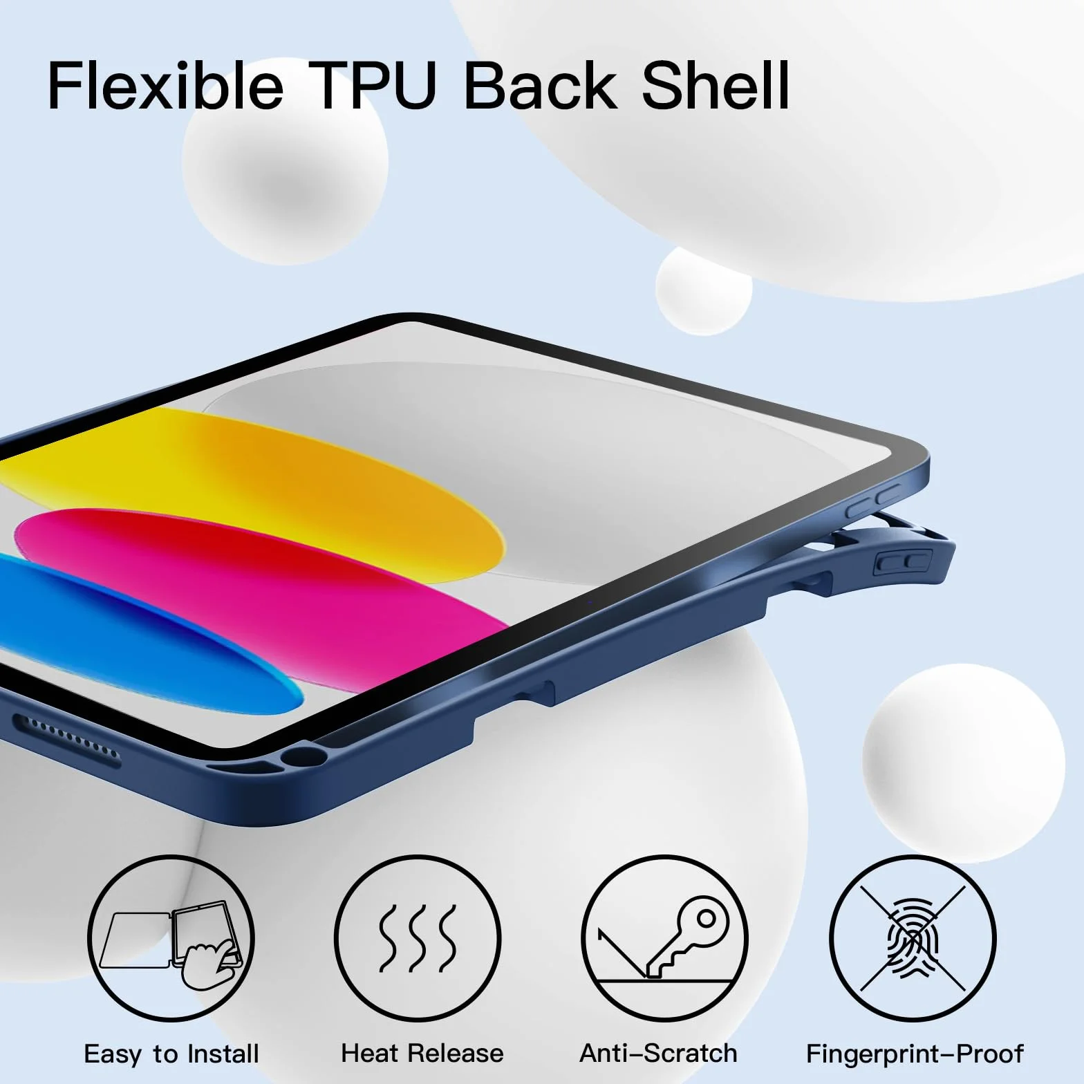 JETech Etui dla iPad (A16) 11./10.Generacja (2025/2022) Cala z Pencil Uchwyt, Szczupły Pokrowiec na Tablet Case z Miękki Tył z TPU Automatycznego Budzenia/Snu (Granatowy)