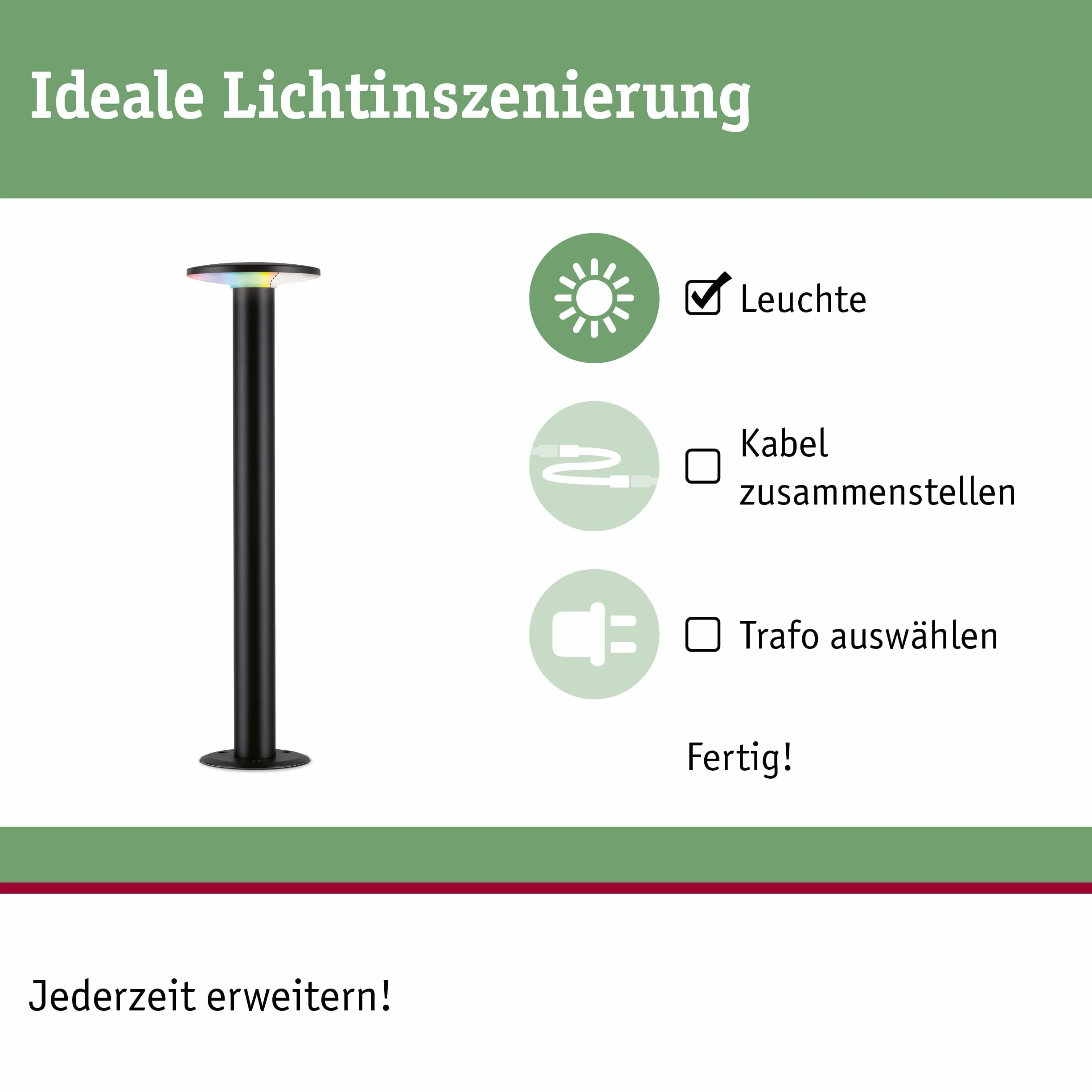 Paulmann LED oprawa zewnętrzna słupkowa Smart Home Zigbee Plate IP44 600mm RGBW 200lm 230V antracyt