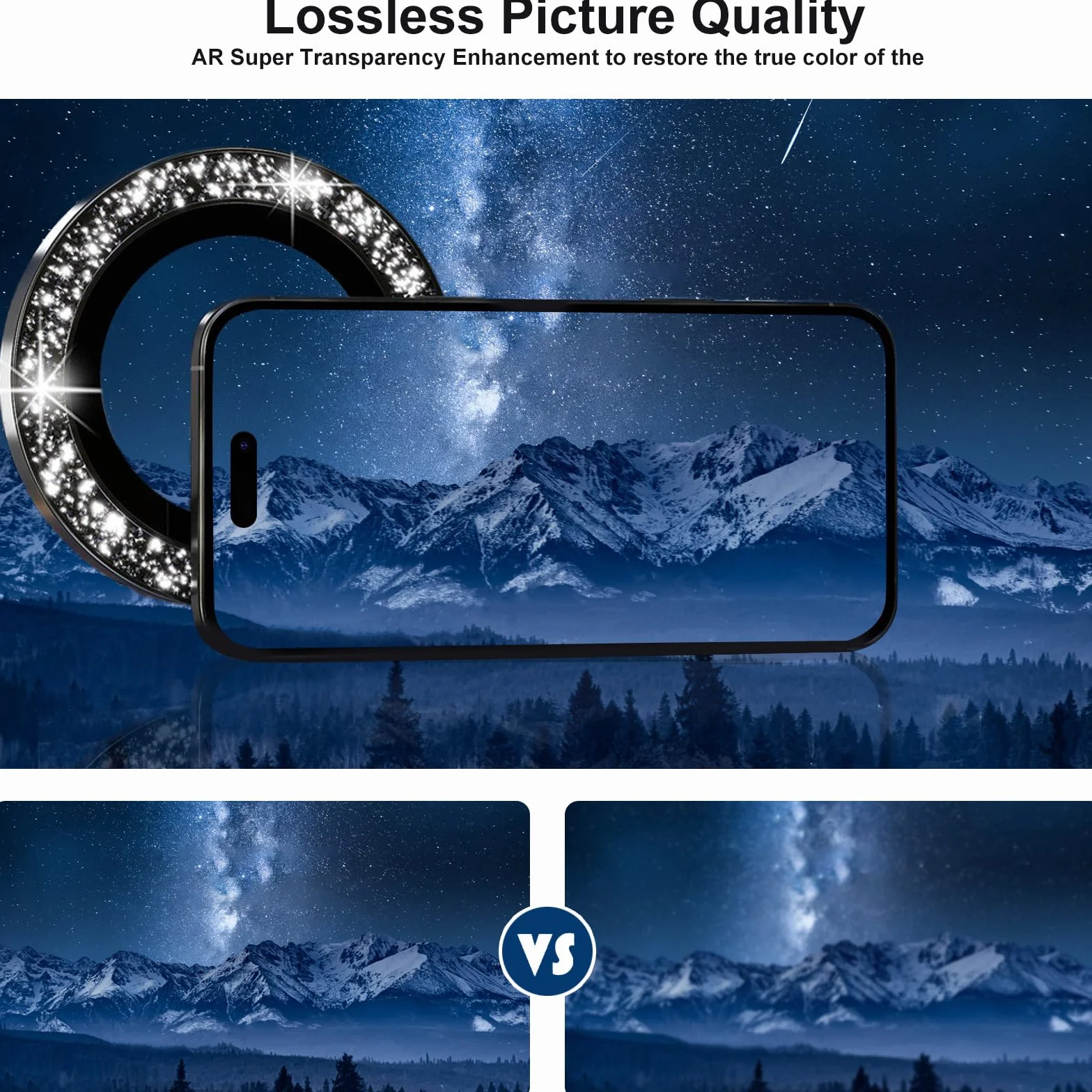 Yamobi Bling osłona obiektywu do aparatu iPhone 16 Pro Max i Pro, ochrona aparatu, szkło hartowane ze strasem, ochrona aparatu iPhone 16 Pro / Pro Max, 3 sztuki