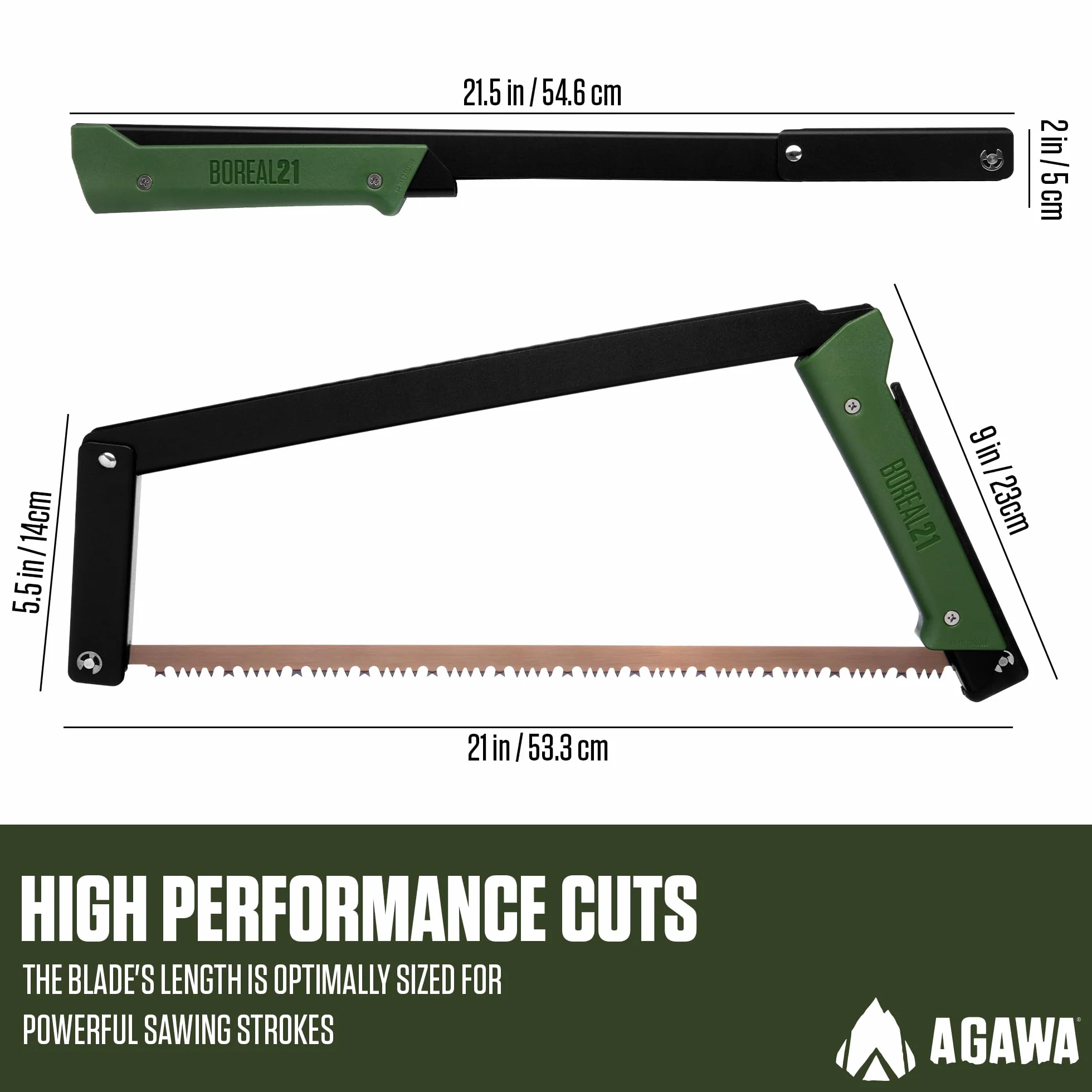 Agawa Canyon BOREAL21-21 Inch Folding Bow Saw (Green)