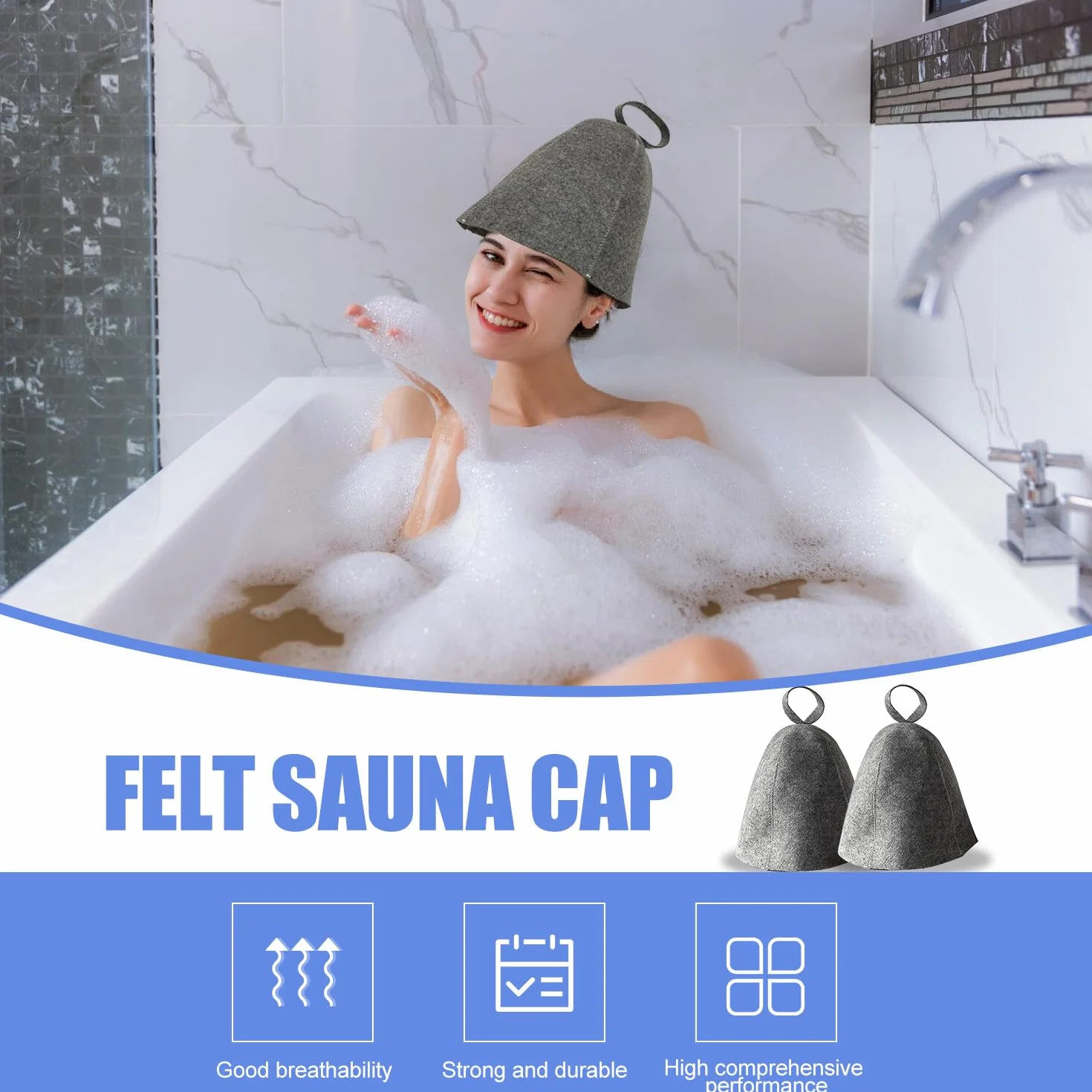 4 sztuki kapeluszy do sauny, filcowe kapelusze do sauny z filcu wełnianego, odporne na wysoką temperaturę, idealne akcesoria do sauny, czapka do sauny dla kobiet i mężczyzn (szary)