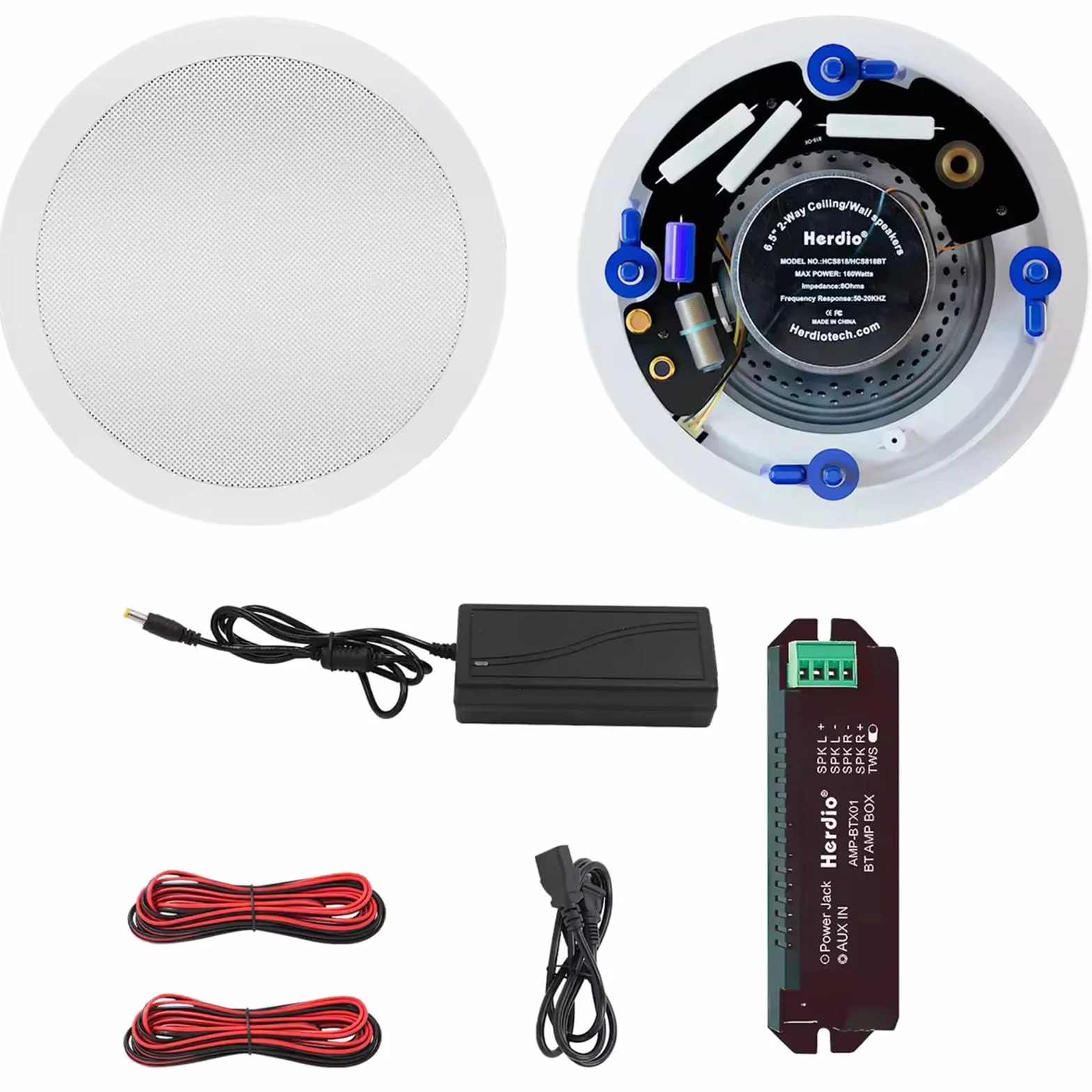 Herdio Głośniki sufitowe Bluetooth 6,5 cala 2-drożne 320 W