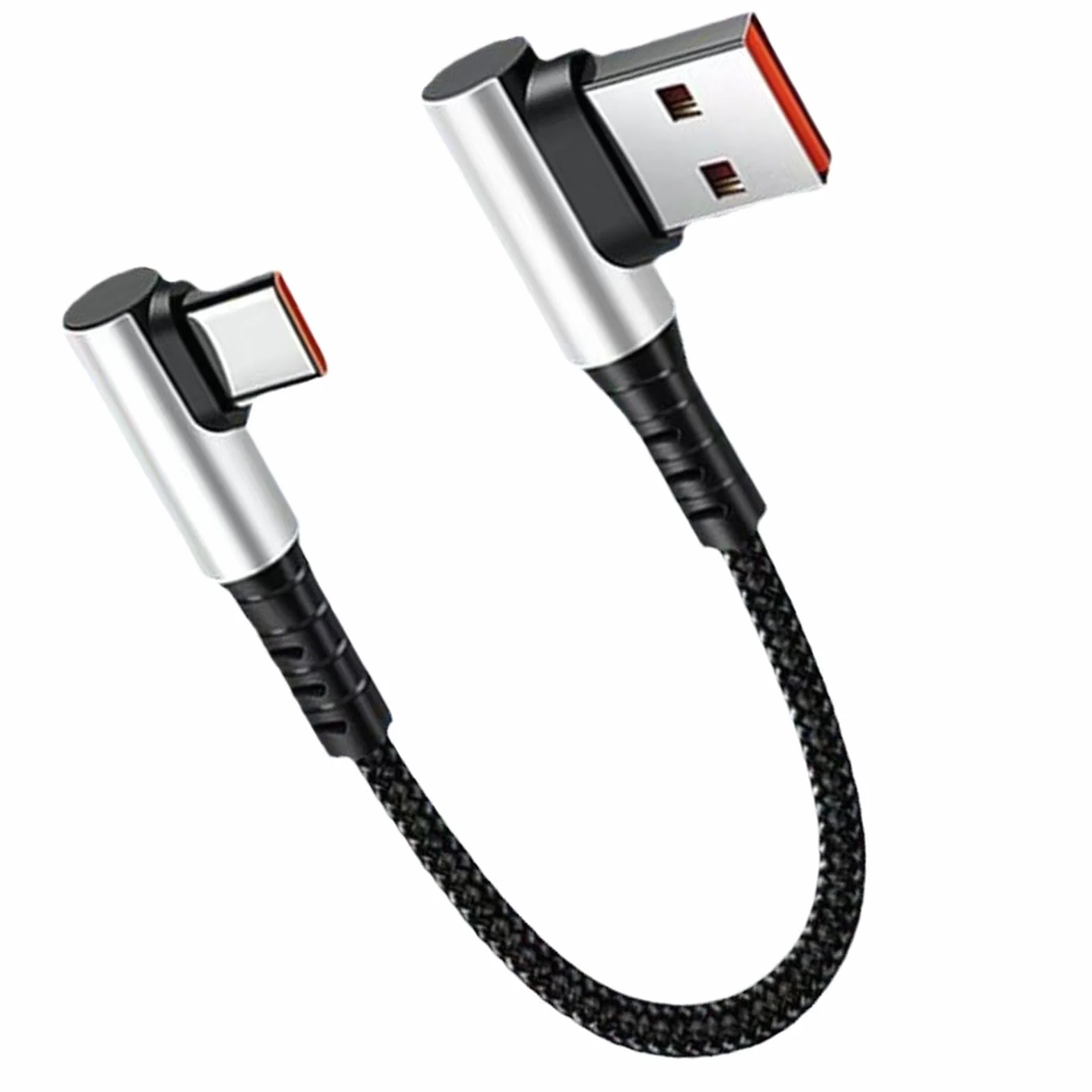 Krótki przewód USB, przewód USB C, Krótki kabel ?aduj?cy 90 stopni typu C Przewód adapterowy, Kabel do szybkiego ?adowania C Cord 6A, k?towy, do komputera i telefonu