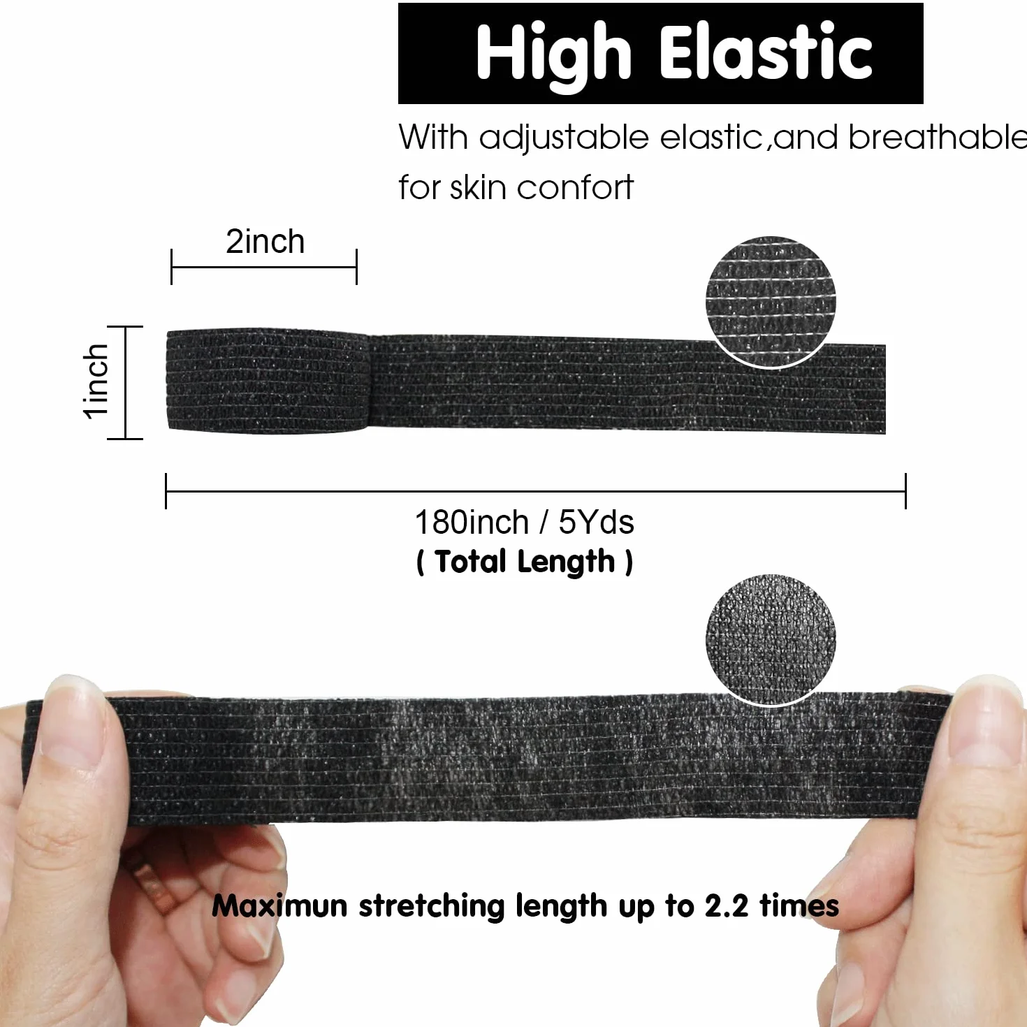 Cohesive Bandaż Fat Wrap elastyczny bandaż czarny 2,5 cm x 4,5 m 12 rolek Ankle włóknina FDA certified…
