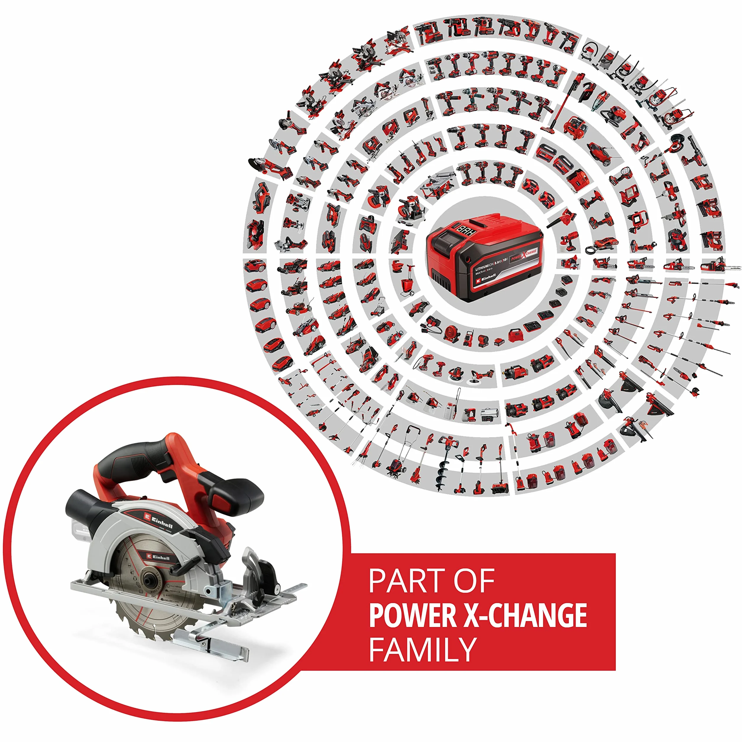 Einhell Akumulatorowa pilarka tarczowa TE-CS 18/165-1 Li-Solo Power X-Change (18 V, Li-ion, Ø165 x Ø20 mm, beznarzędziowa regulacja głębokości cięcia + kąta nachylenia, bez akumulatora i ładowarki)