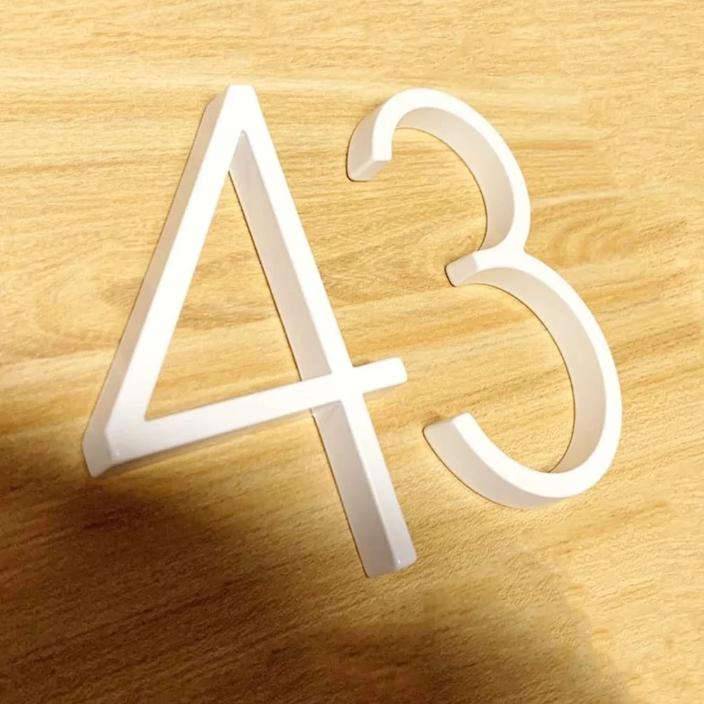 Nowoczesne Pływające Numery Domów, 125mm Białe Pływające Numery Domów Tabliczka Na Drzwi Litery Metalowa Tabliczka Adresowa Zewnętrzna Tablica Drzwiowa Numer Tablicy Do Domowej Skrzynki Pocztowej (Co