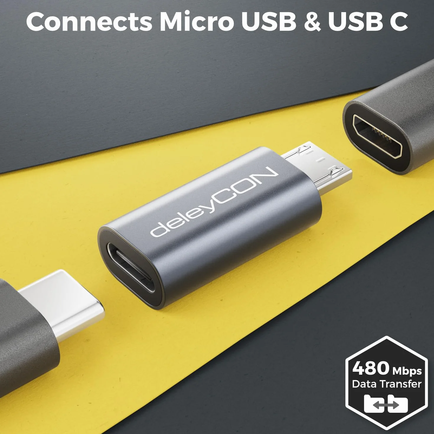 deleyCON Adapter USB-C na Micro USB 2 Szt. Gniazdo USB-C do Wtyku Micro USB Dane i ładowanie