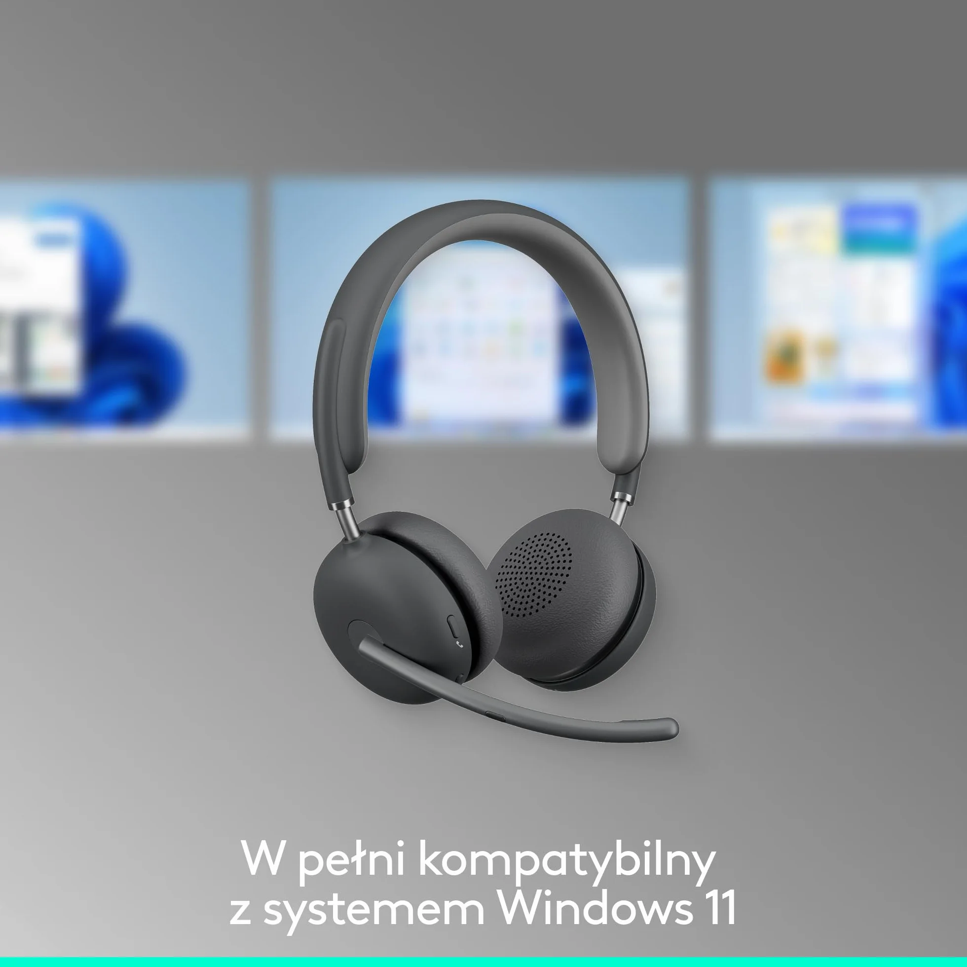 Logitech Zone Wireless 2 Premium zestaw słuchawkowy z redukcją szumów z hybrydowym ANC, Bluetooth, USB-C, USB-A, certyfikat Zoom, Google Meet, Google Voice, Fast Pair, grafitowy