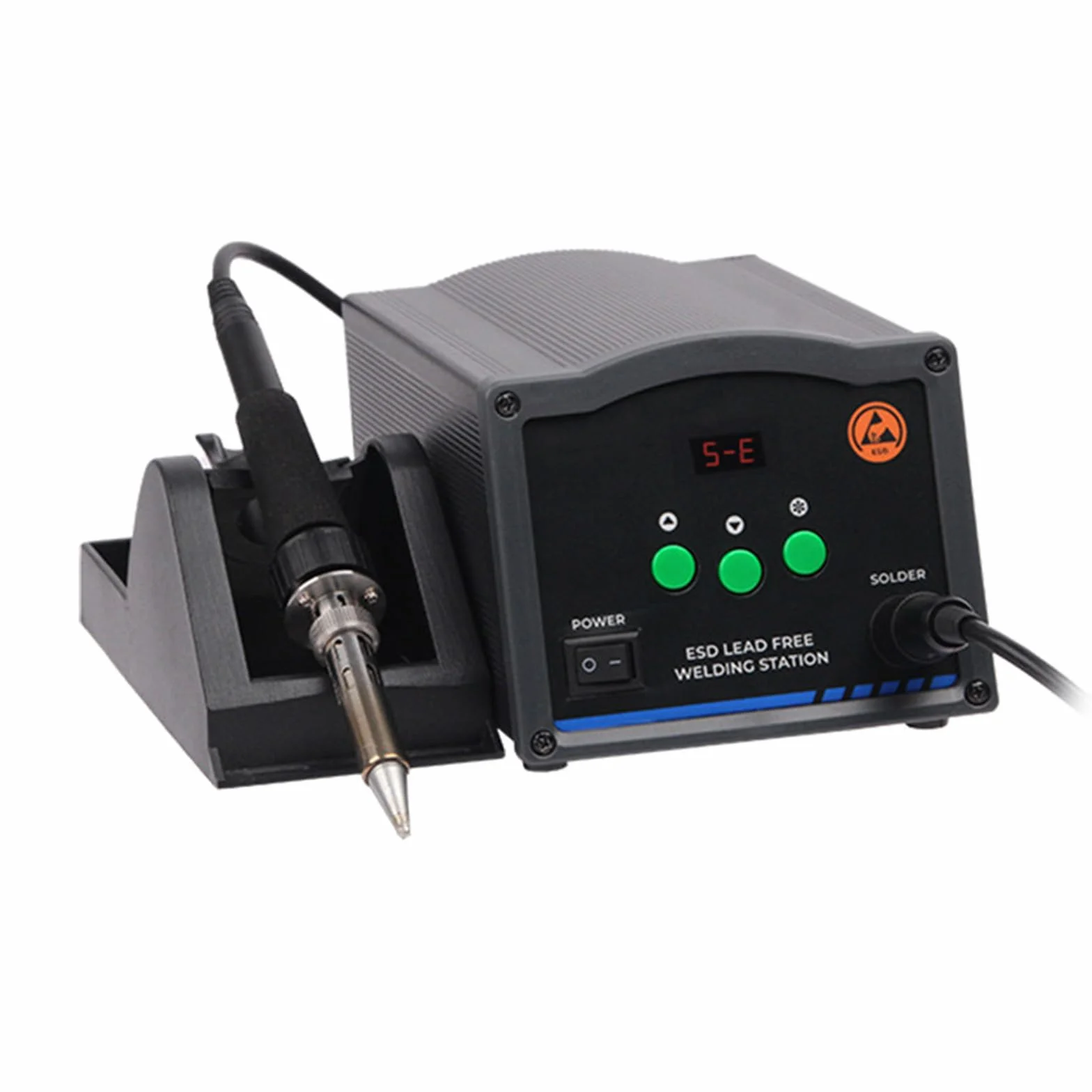 220V Zestaw do lutowania gorącym powietrzem na stole spawalniczym, regulowana temperatura 200℃~420℃, wyświetlacz LCD, długość kabla uchwytu 135 cm, idealny do przeróbek