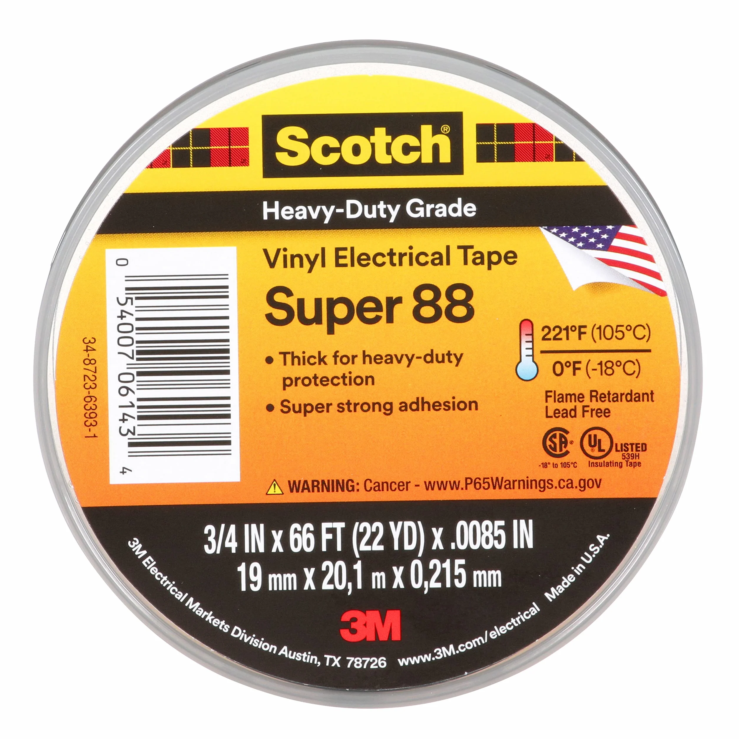 3M 80610833867 88 Scotch super profesjonalna taśma elektryczna, winyl, 19 mm x 20 m