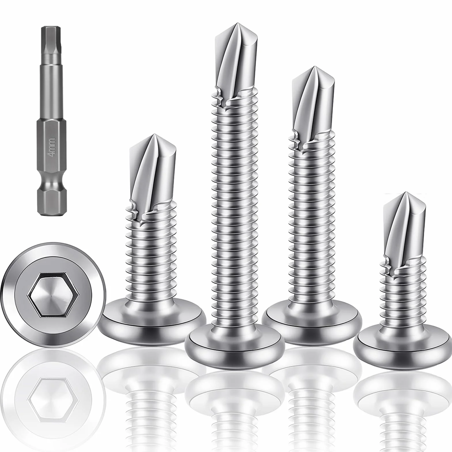 120 sztuk czarnych samogwintujących wkrętów blachowych ze stali nierdzewnej, 5,5 x 38 mm, z gniazdem sześciokątnym, do metalu, drewna, tworzywa sztucznego, budownictwa i "zrób to sam"