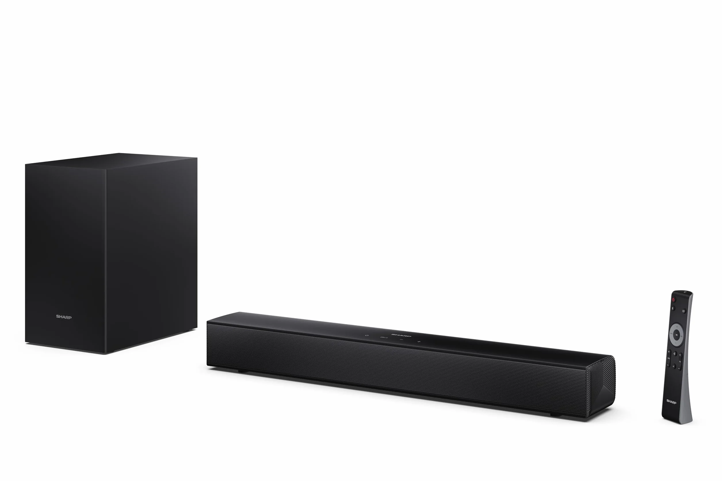 Sharp HT-SBW121 Soundbar 2.1 Slim z bezprzewodowym subwooferem, Bluetooth z HDMI ARC/CEC, 240W, cyfrowy optyczny dźwięk, AUX, USB Playback, 55 cm, kolor czarny