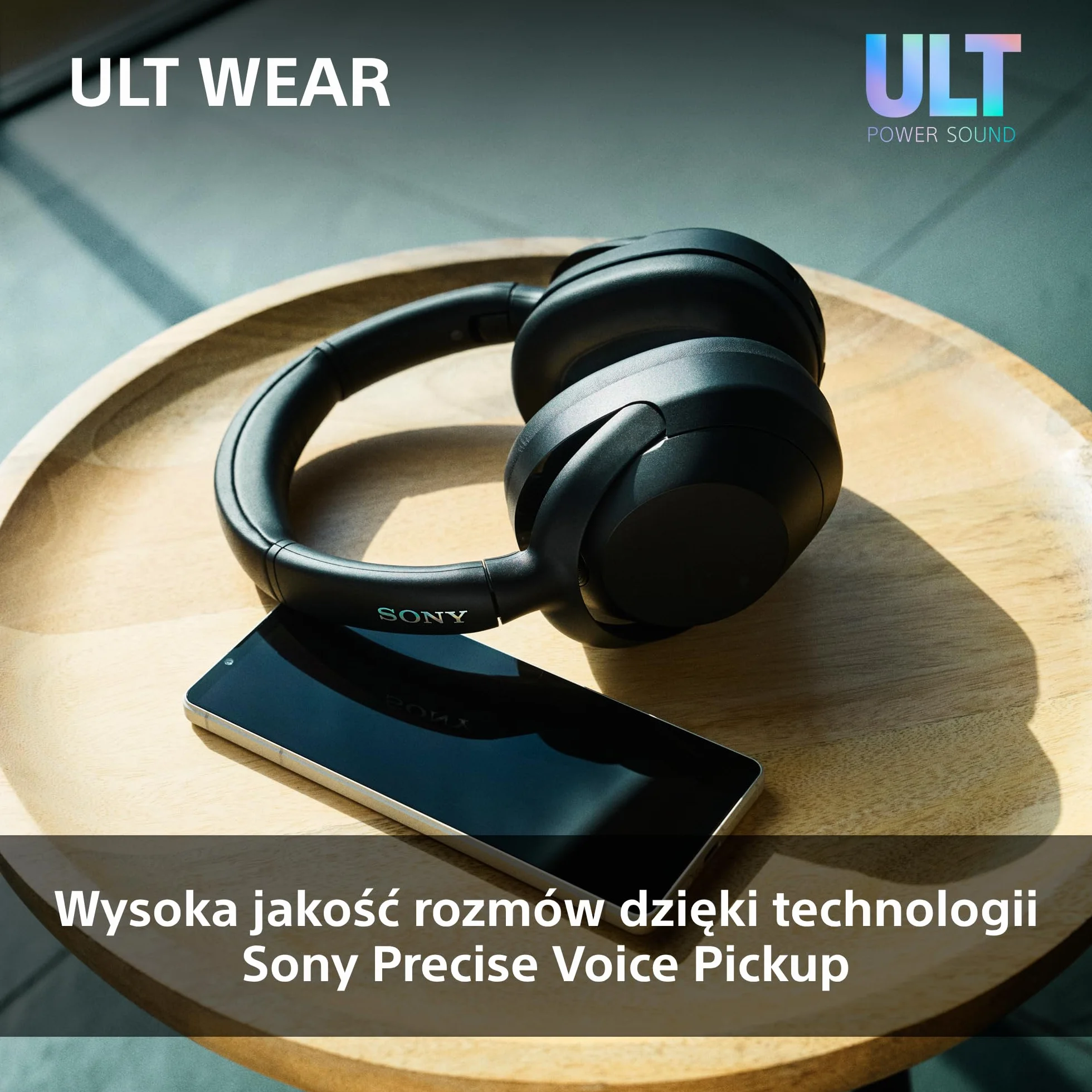 Sony ULT WEAR Bezprzewodowe Słuchawki Bluetooth z ULT POWER SOUND, Głęboki Bas, Redukcja Hałasu ANC, Rozmowy tel., Bateria do 30 godz., Kompatybilne z iOS i Android, Czarne