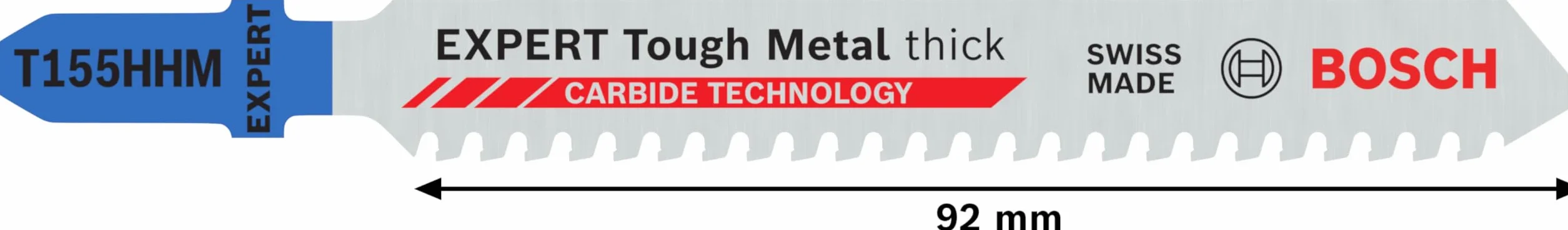 Bosch 3x Brzeszczot do wyrzynarki EXPERT Tough Metal thick T155HHM (do Blachy stalowe ze stali nierdzewnej, Długość 92 mm, Professional Akcesoria Wyrzynarka)