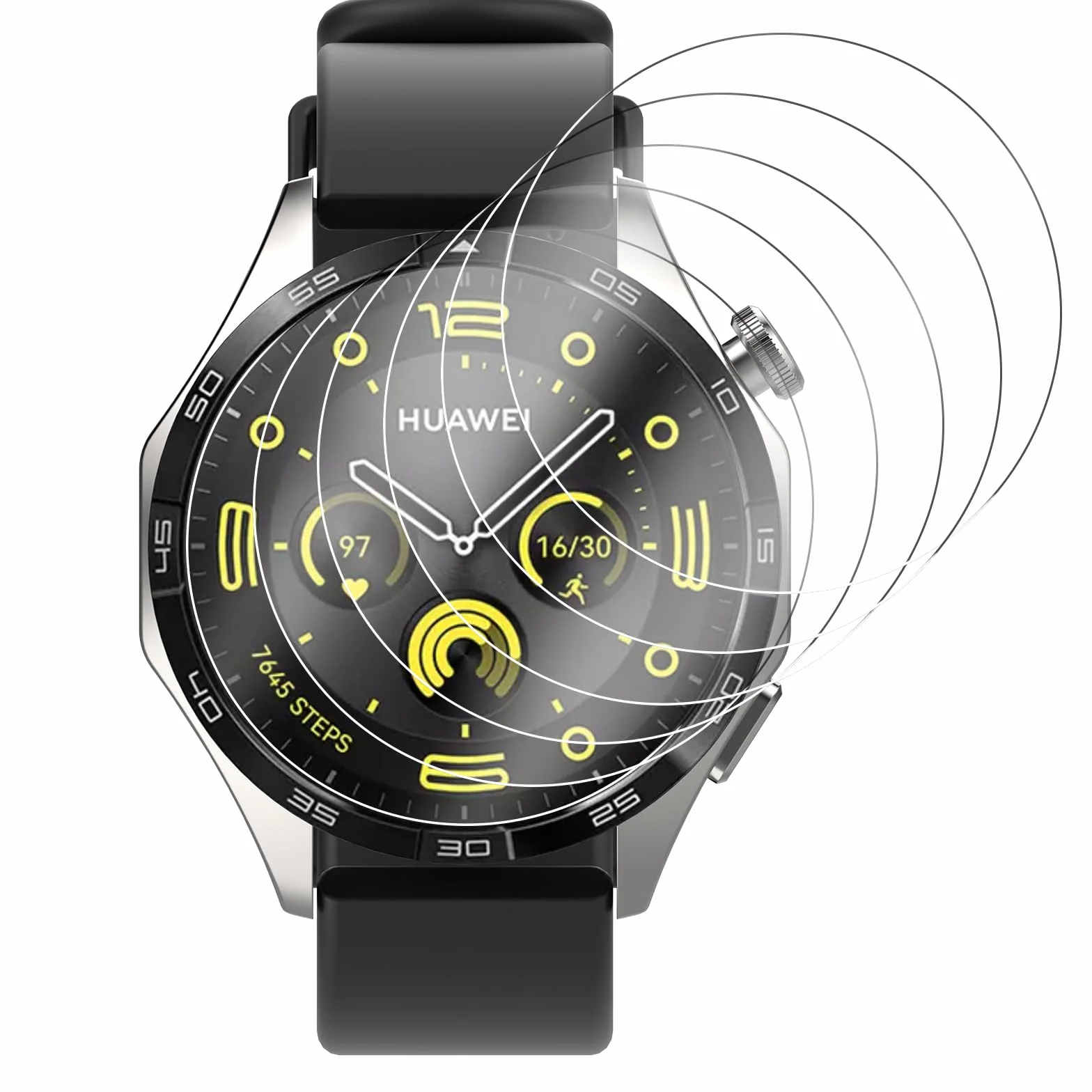 Hianjoo 6 sztuk folii ochronnej, kompatybilna z Huawei Watch GT 4 46 mm, twardość 9H, odporna na olej, odporna na zarysowania folia ochronna na wyświetlacz kompatybilna z Huawei Watch GT4 46 mm