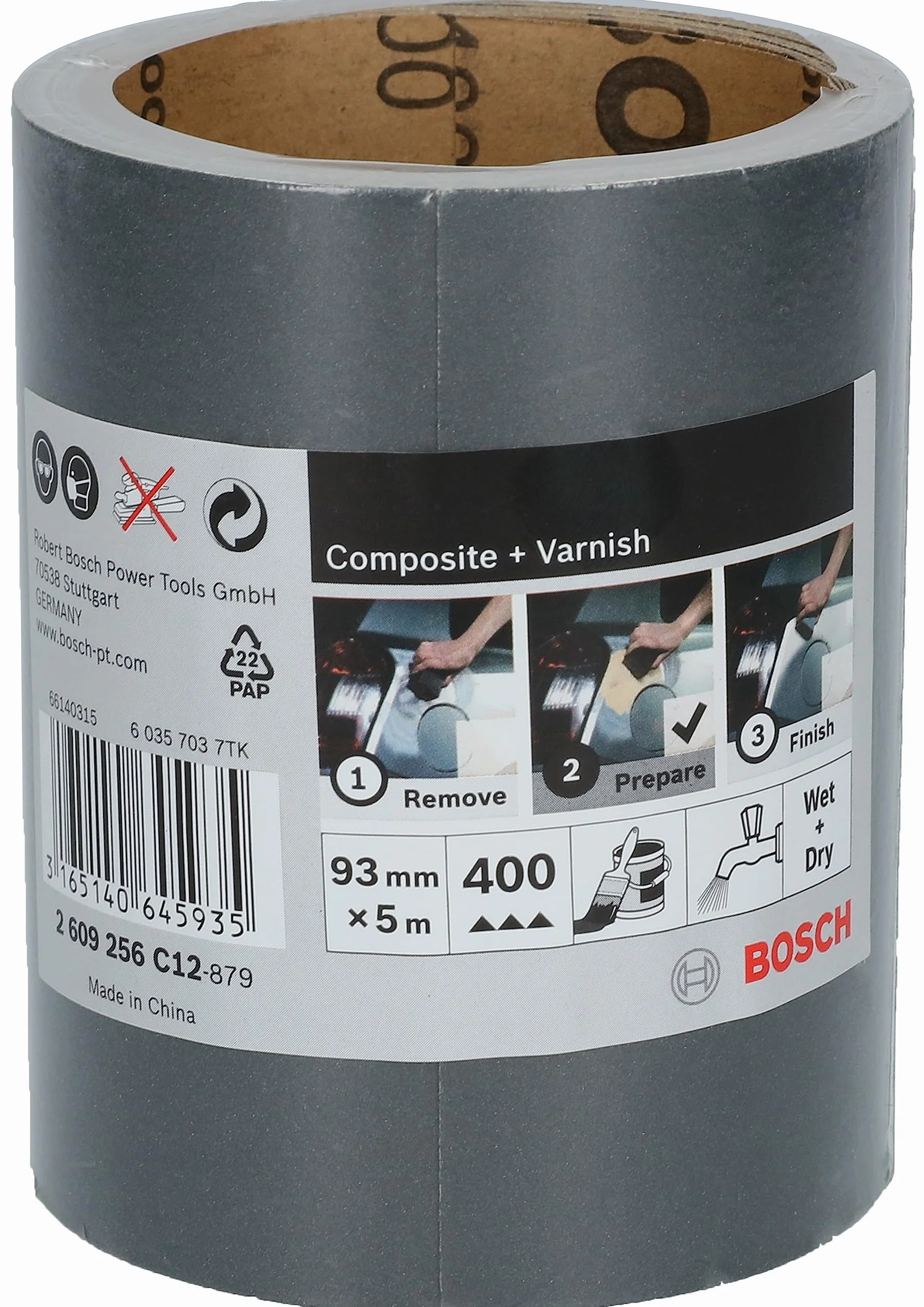 Bosch Accessories rolka szlifierska "zrób to sam" (różne materiały, 93 mm, 5 m, ziarnistość 400)