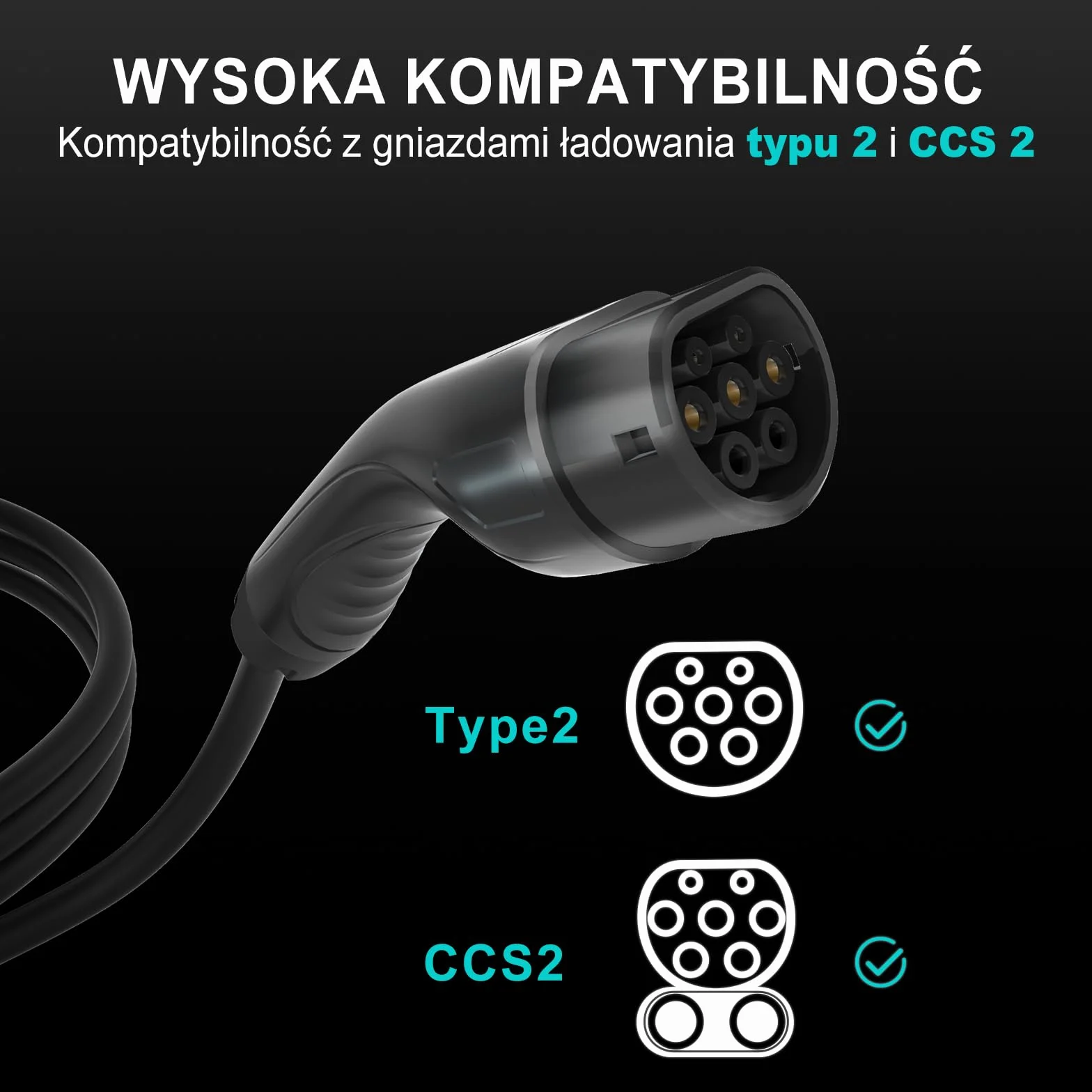 BENY Kabel do ładowania Typ 2 7,2kW 32A, 5m, do EV i PHEV, Kabel do ładowania samochodów elektrycznych z torbą transportową, 1-fazowy, IP54, IEC 62196-2