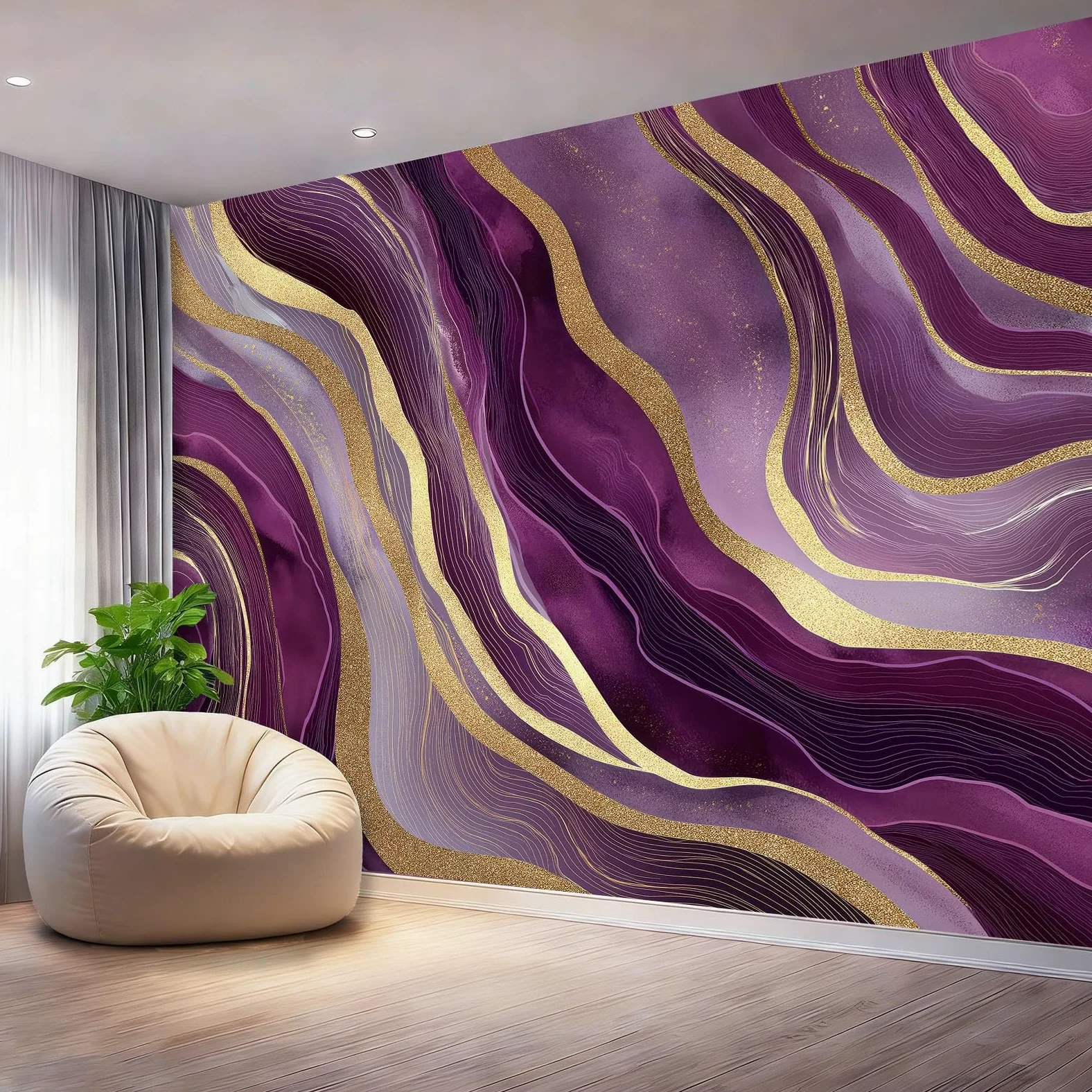 Fototapeta abstrakcyjna falista marmurowa tapeta ścienna fioletowy plakat fotograficzny do sypialni salonu TV ściana 250 x 175 cm