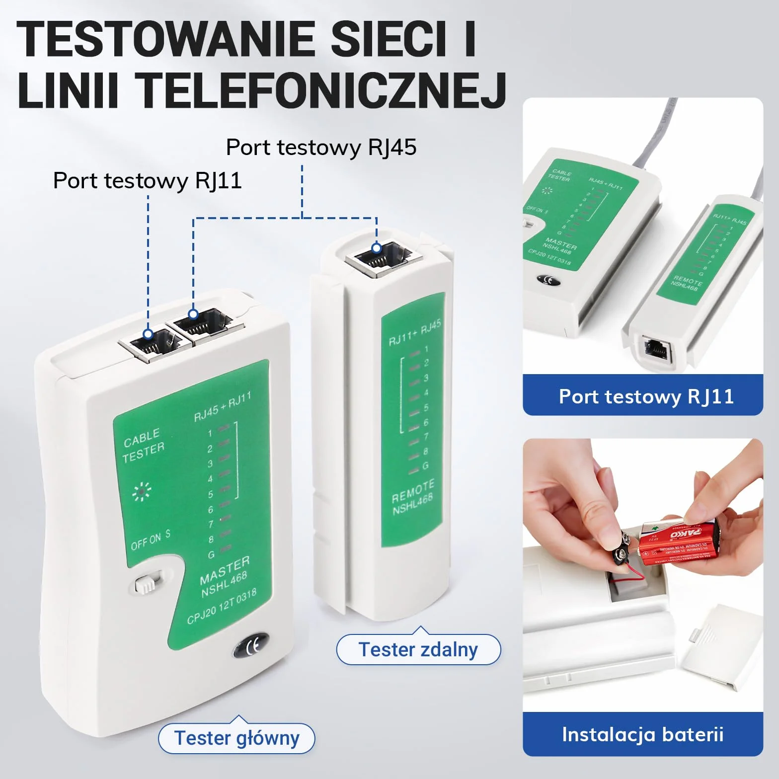 SGILE Zestaw narzędzi zaciskowych RJ45, zestaw narzędzi do Cat5 Cat6 Cat7, narzędzie do ściągania izolacji i cięcia typu pass-through, zestawy konserwacyjne kabli Ethernet, tester kabli, Cat5/6/7, 25