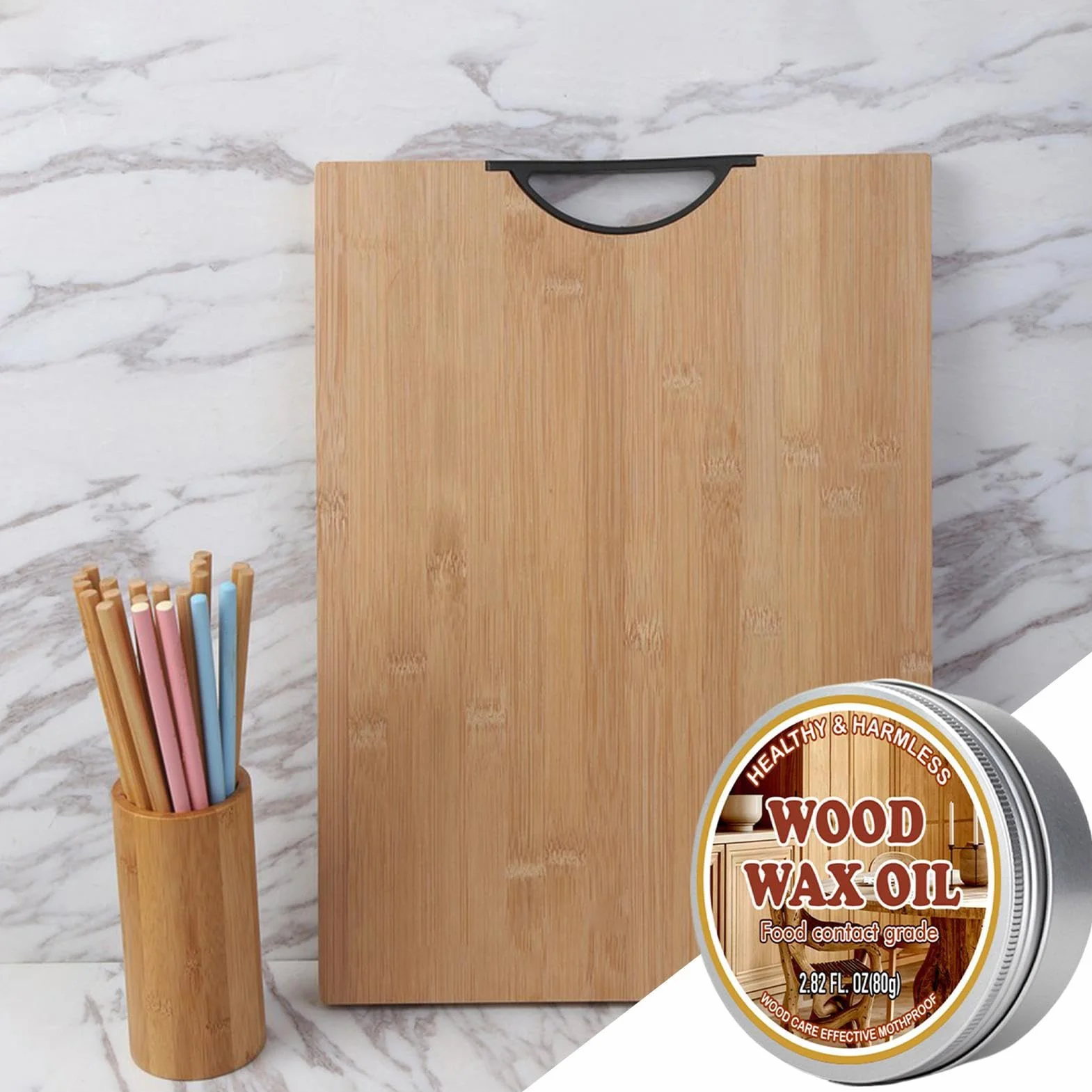 Wosk do deski do krojenia, odżywka do desek do krojenia, przenośna i ergonomiczna konstrukcja, zapobiega pękaniu, 80 g, wosk konserwacyjny do szuflad, szafek, przyborów i wielu innych