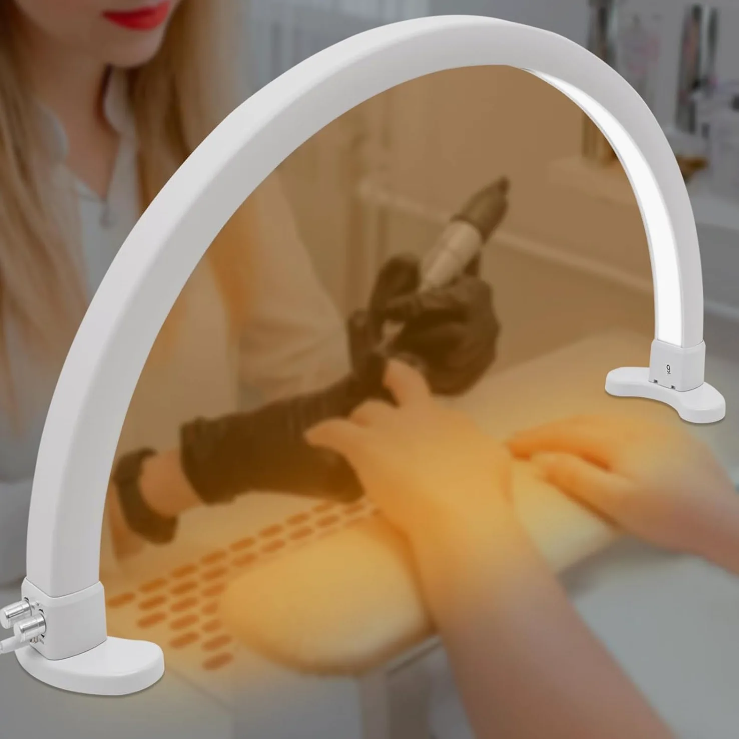 Lampa półksiężycowa, profesjonalna lampa estetyczna, półksiężycowa lampa LED do rzęs, biurowe światło wypełniające pięknem z lampą półksiężycową o temperaturze 2700-5600 K