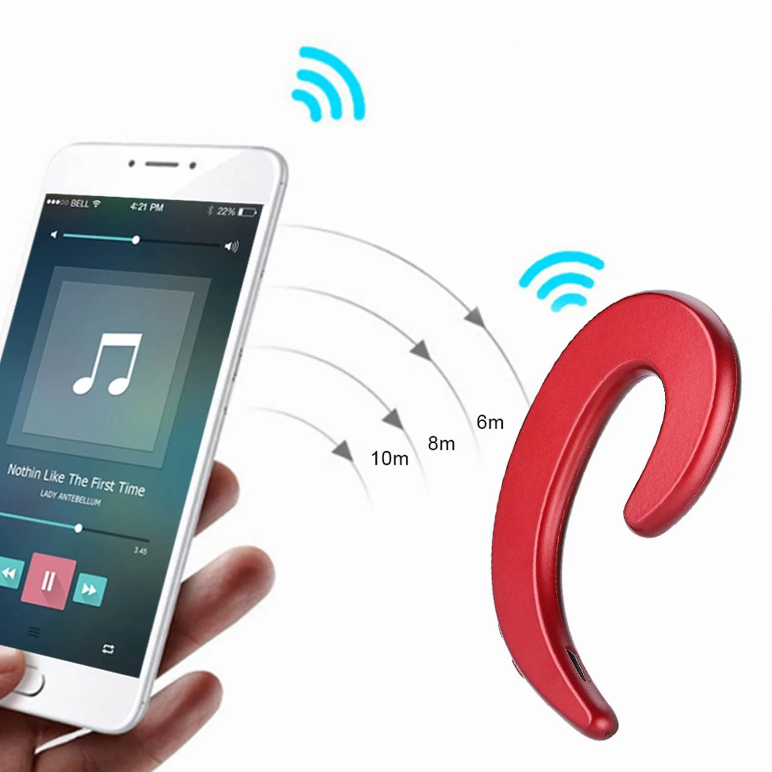 Bezprzewodowe Słuchawki Bluetooth na Przewodnictwo Kostne, Wodoodporny Zaczep na Ucho