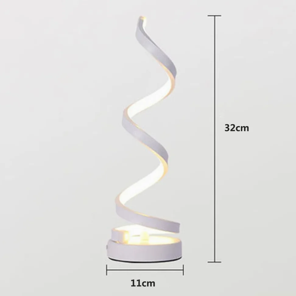 Lampy biurkowe Lampa biurkowa LED Spiralna lampa nocna LED Lampa stołowa zakrzywiona nowoczesna lampa stołowa salon sypialnia (biały)