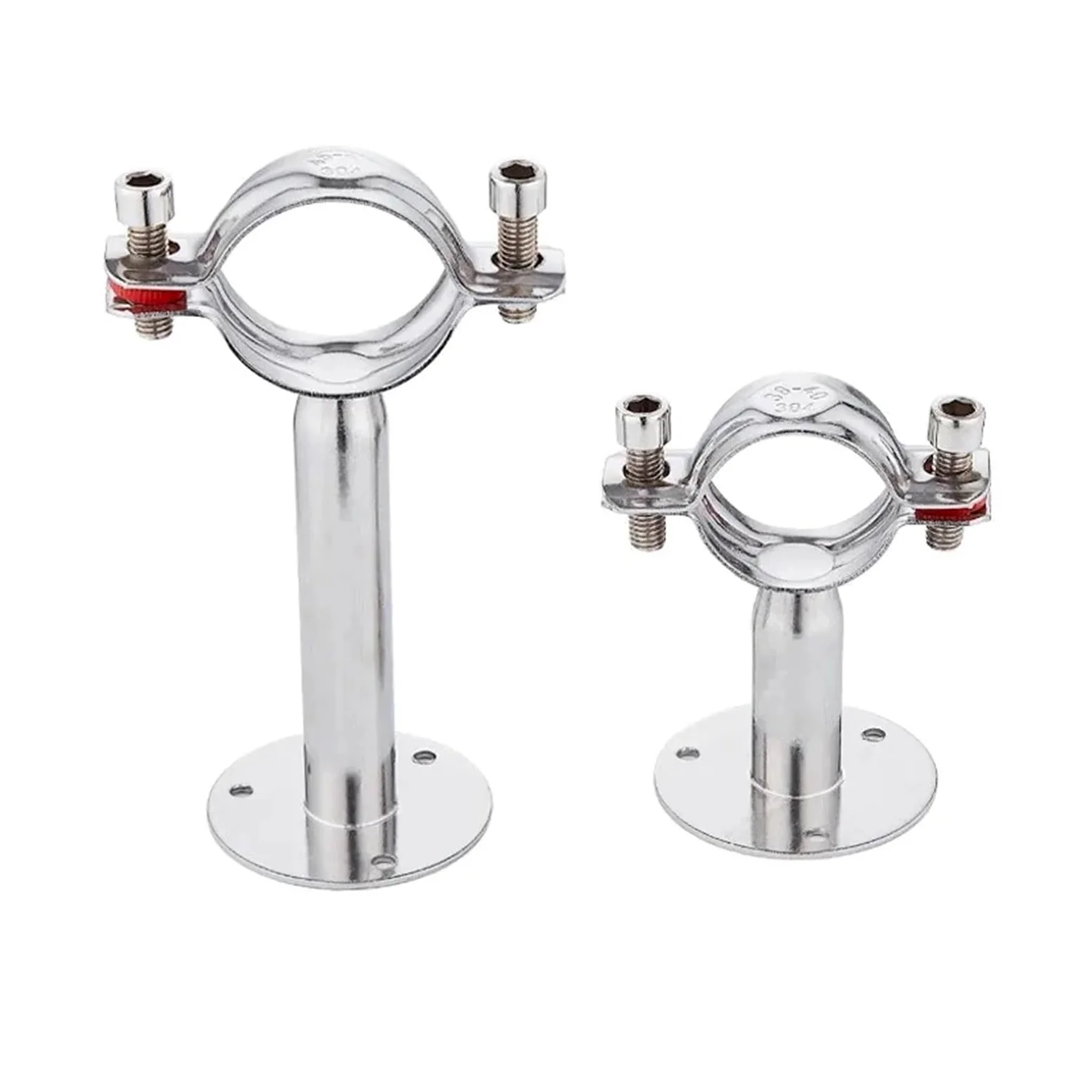 Uchwyt do rur wodnych ze stali nierdzewnej z podstawą z zaciskiem rurowym z PVC, średnica zewnętrzna 19-219 mm, wysokość 45-100 mm(133mm-L45mm)