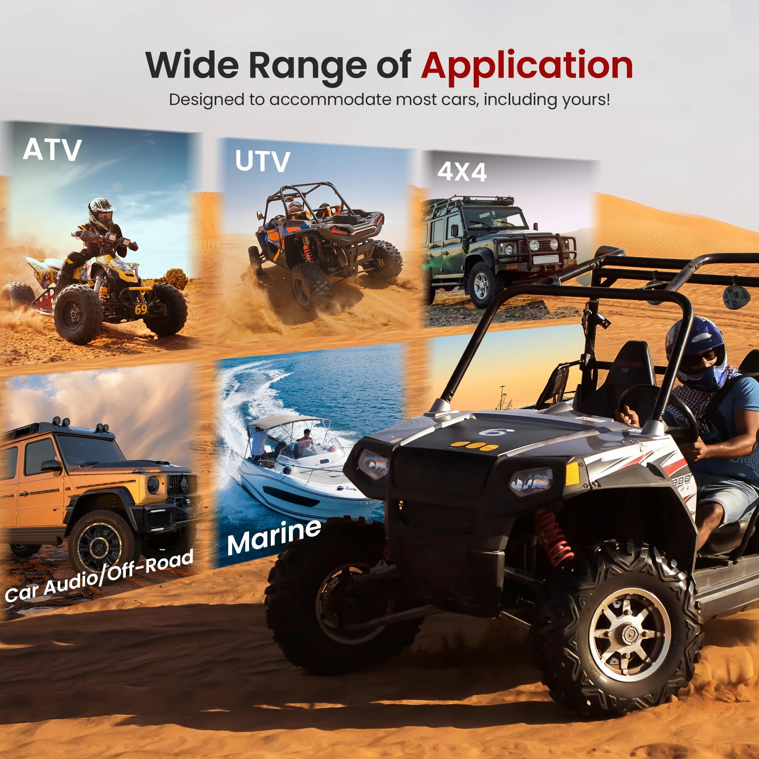 Pyle 2-drożne wodoodporne głośniki terenowe 4-calowy system Wakeboard Tower stereo audio do ATV UTV łodzi
