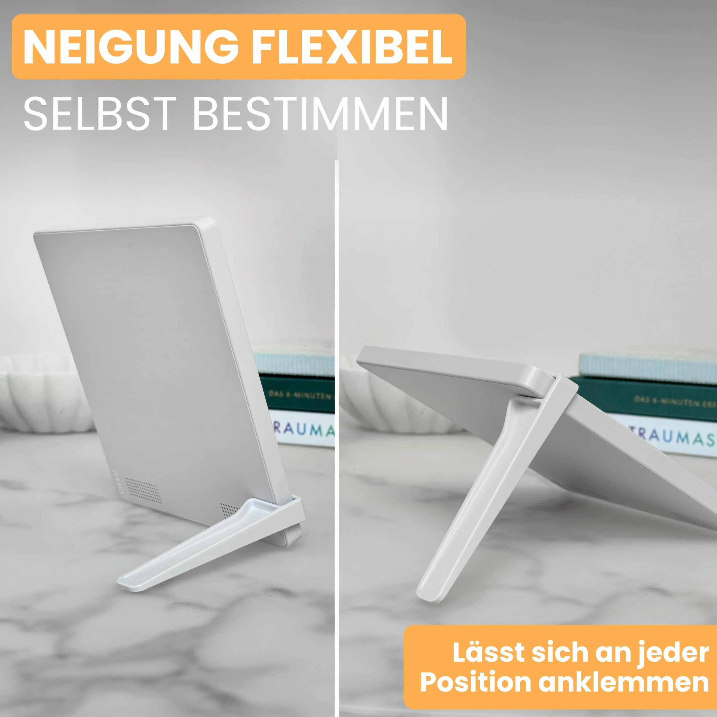 Lampa dzienna do 10 000 luksów, lampa terapeutyczna symulująca światło dzienne, lampa terapeutyczna daylight sad lamp, prysznic ze stojakiem, torbą i kablem USB-C
