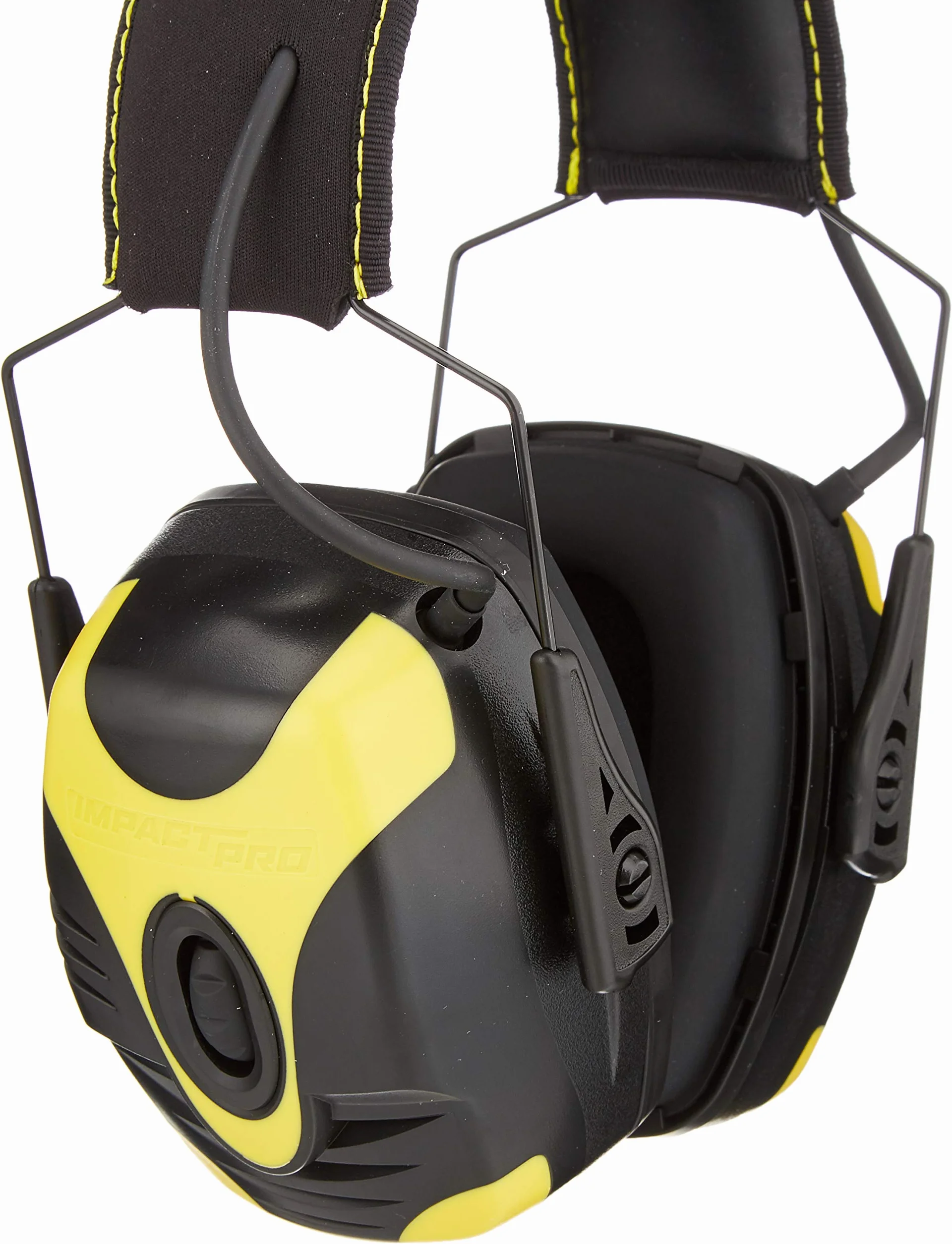Honeywell 1034491 Howard Leight Impact Pro nauszniki przemysłowe z aktywną ochroną, kierunkowe mikrofony stereofoniczne, złącze audio jack, czarno-żółte, SNR 33 dB