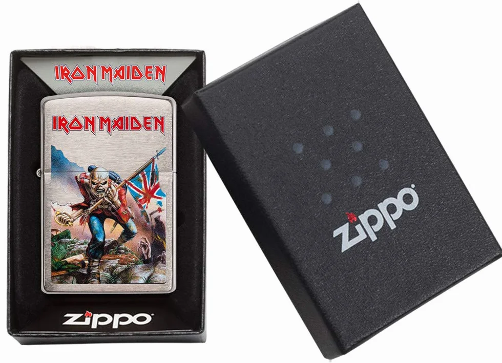 Zippo 29432 Iron Maiden-Chrome Brushed-Spring 2017 zapalniczka, srebrna, 5,8 x 3,8 x 2 cm
